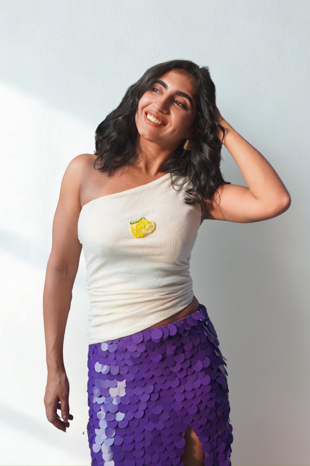 Lea X KYT White One-Shoulder Ribbed Top