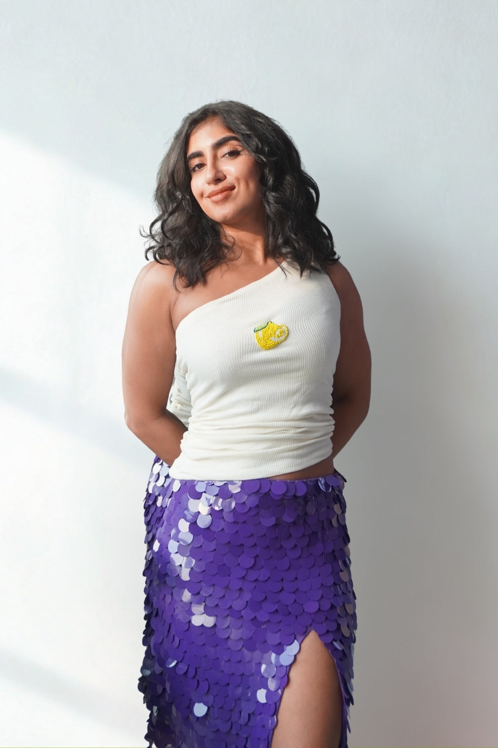 Lea X KYT White One-Shoulder Ribbed Top