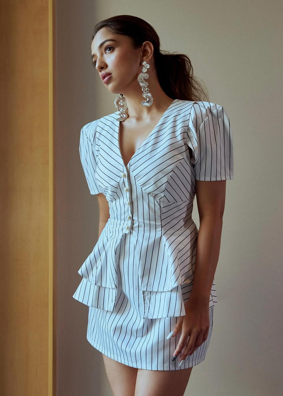 Bexley White Striped Mini Skirt