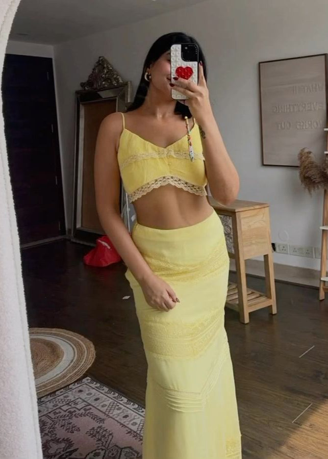 Darcy Butter Yellow Georgette Coord Set