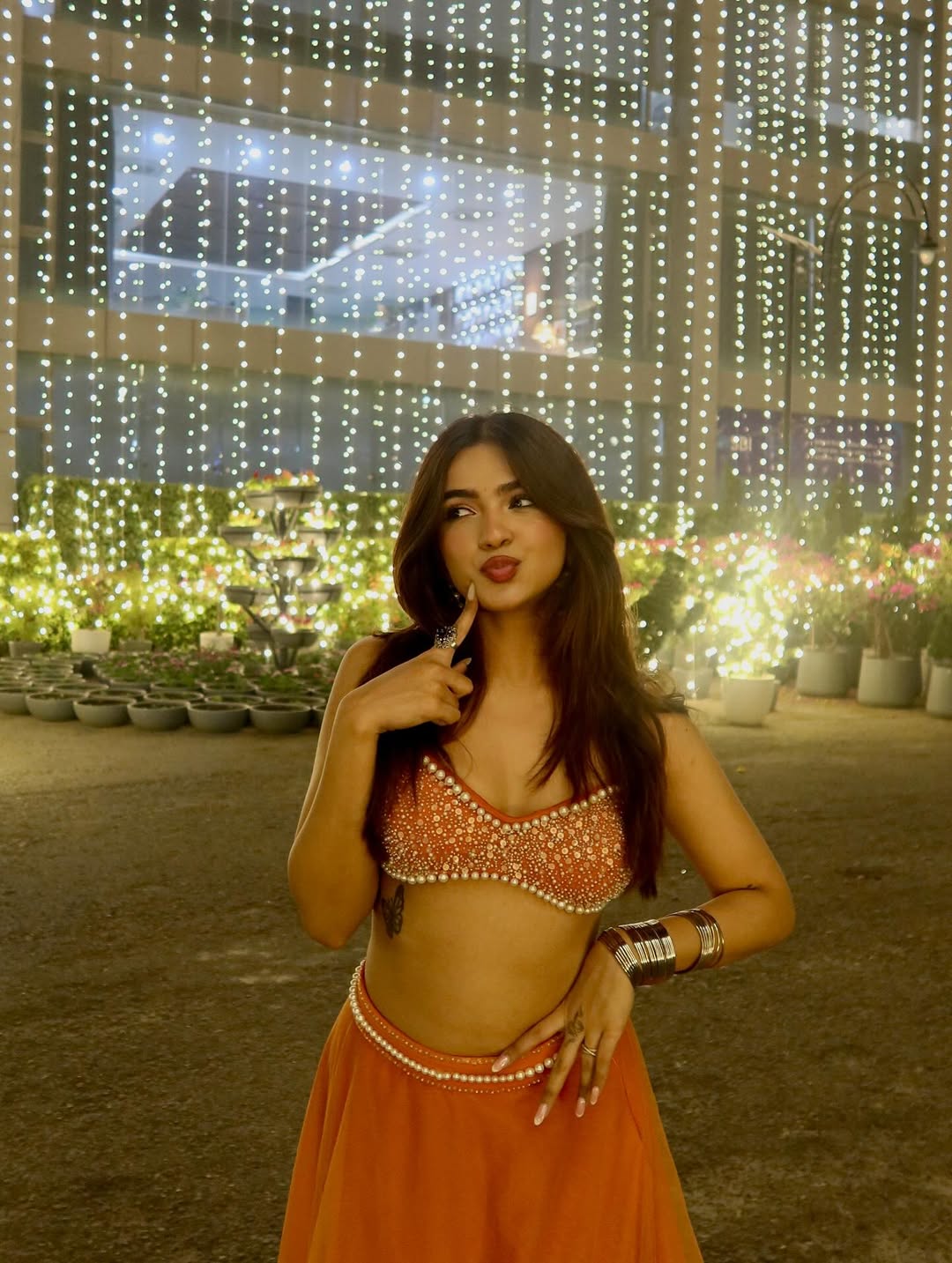 Sahana Orange Hand Embroidered Lehenga Set