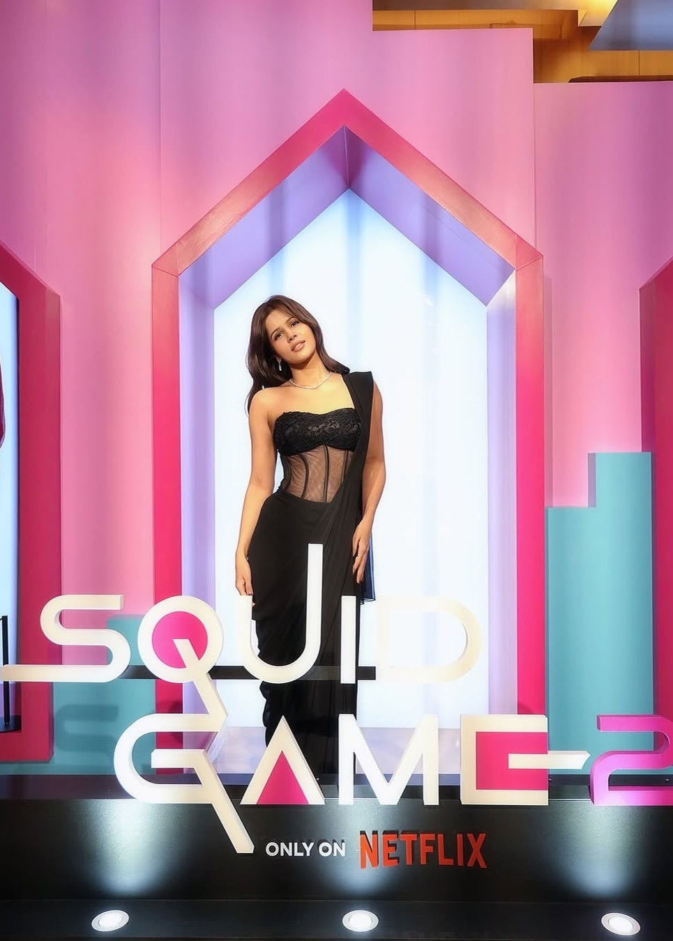 Fida Black Corset Blouse and Saree Set