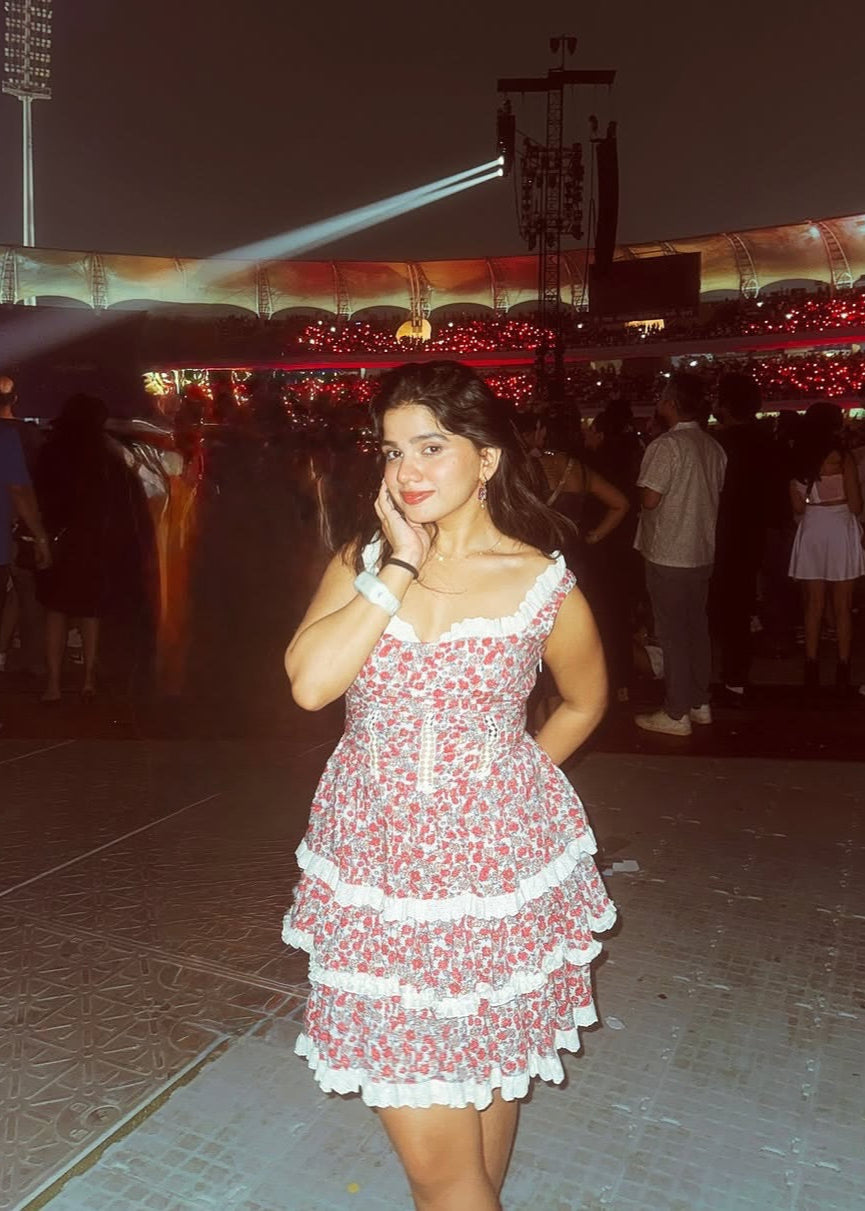 Myrine Floral Cotton Ruffled Mini Dress