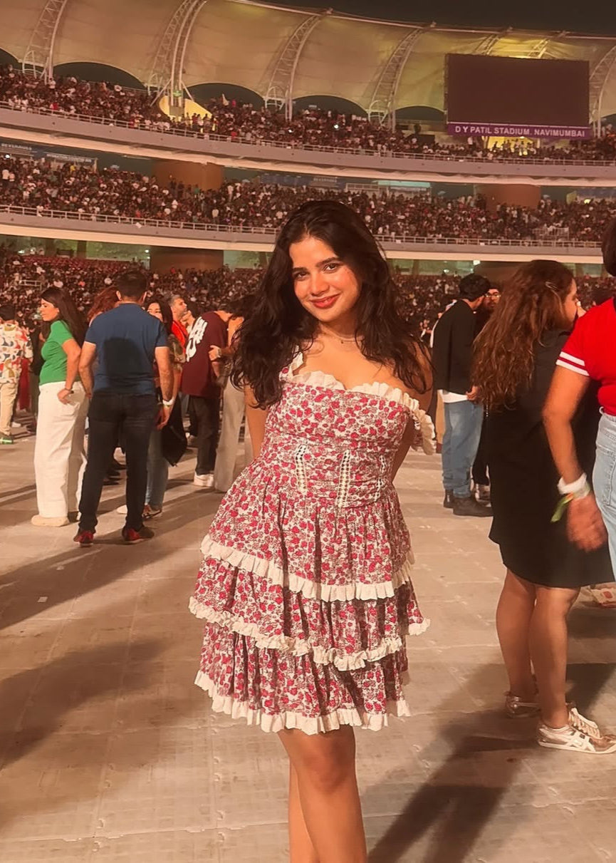 Myrine Floral Cotton Ruffled Mini Dress