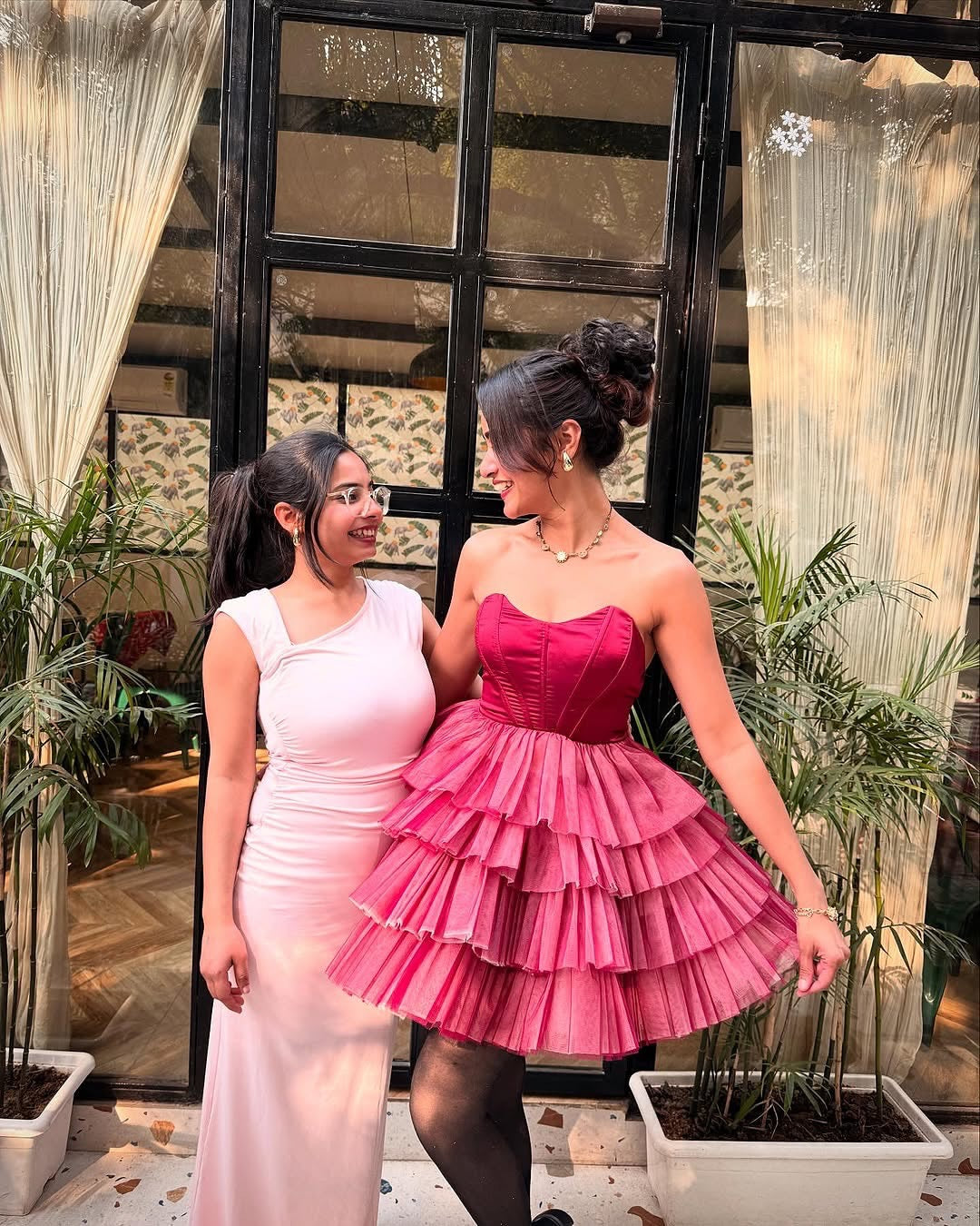 Belle Burgundy Ombre Ruffle Tulle Corset Dress