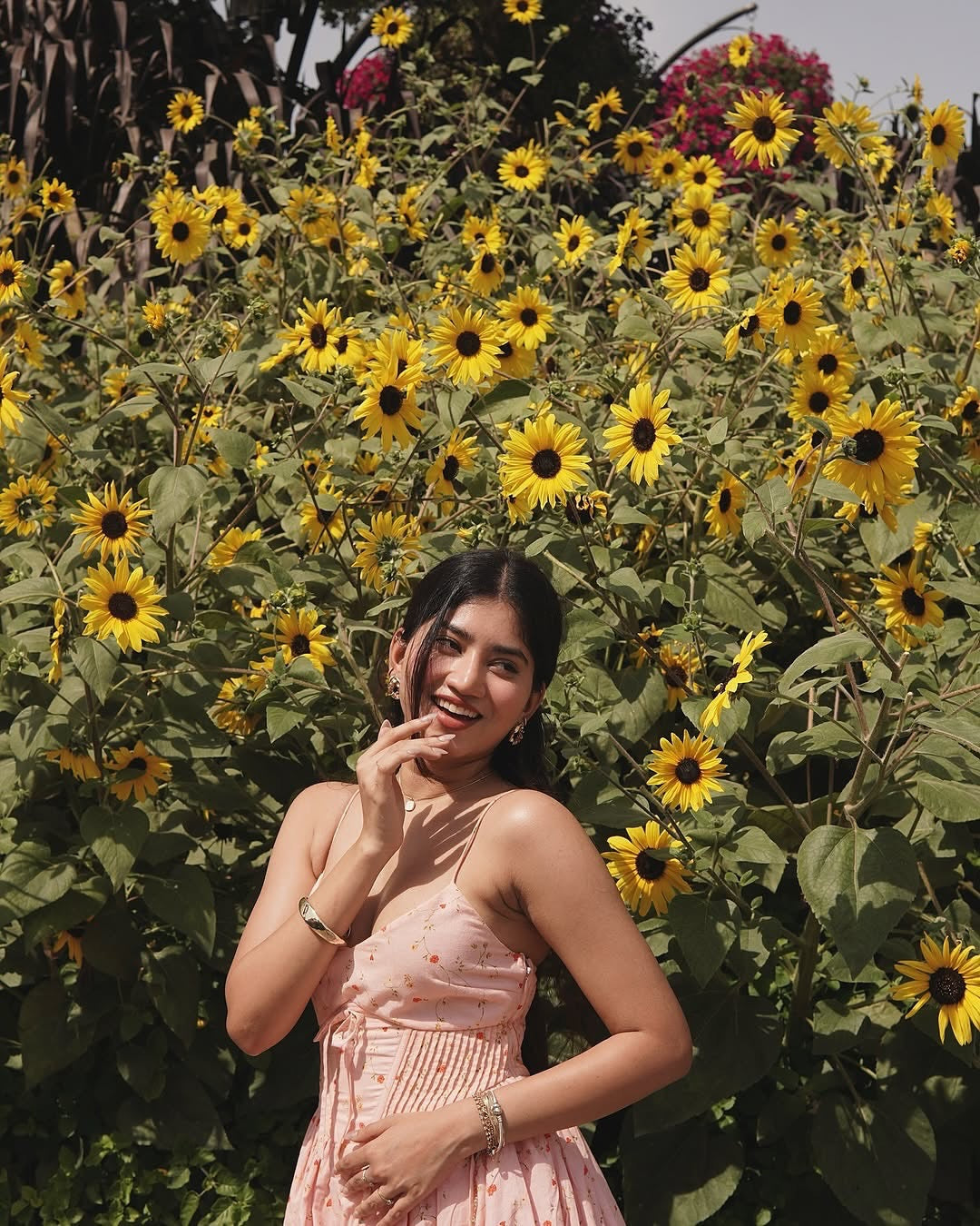 Brynlee Baby Pink Floral Printed Corset Midi Dress