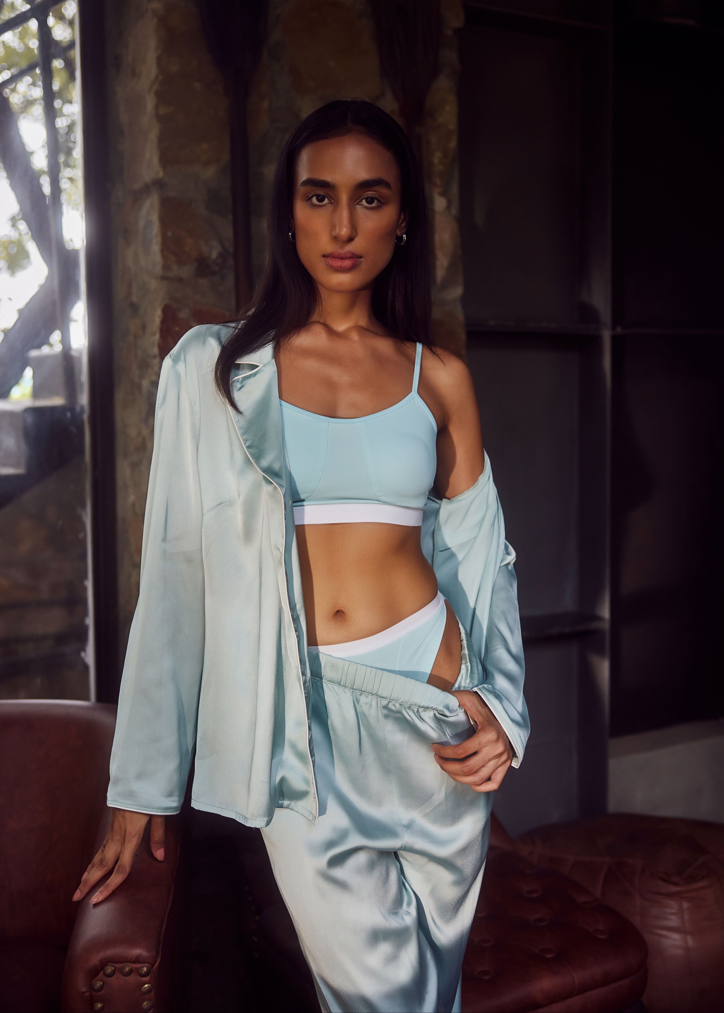 Buy Our Jean Baby Blue Unlined Bralette Set