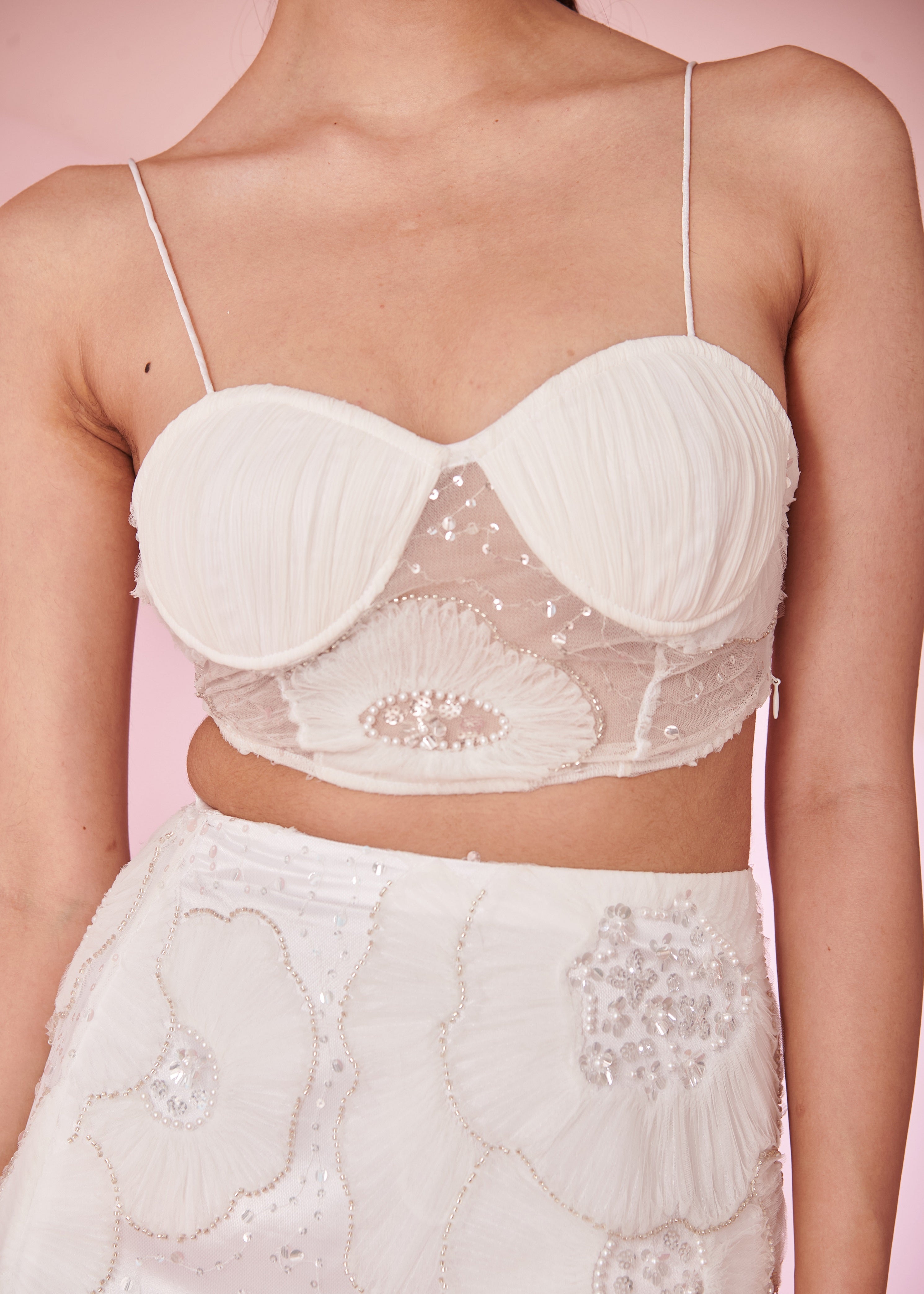 Kiera White Flower Embroidery Coord Set