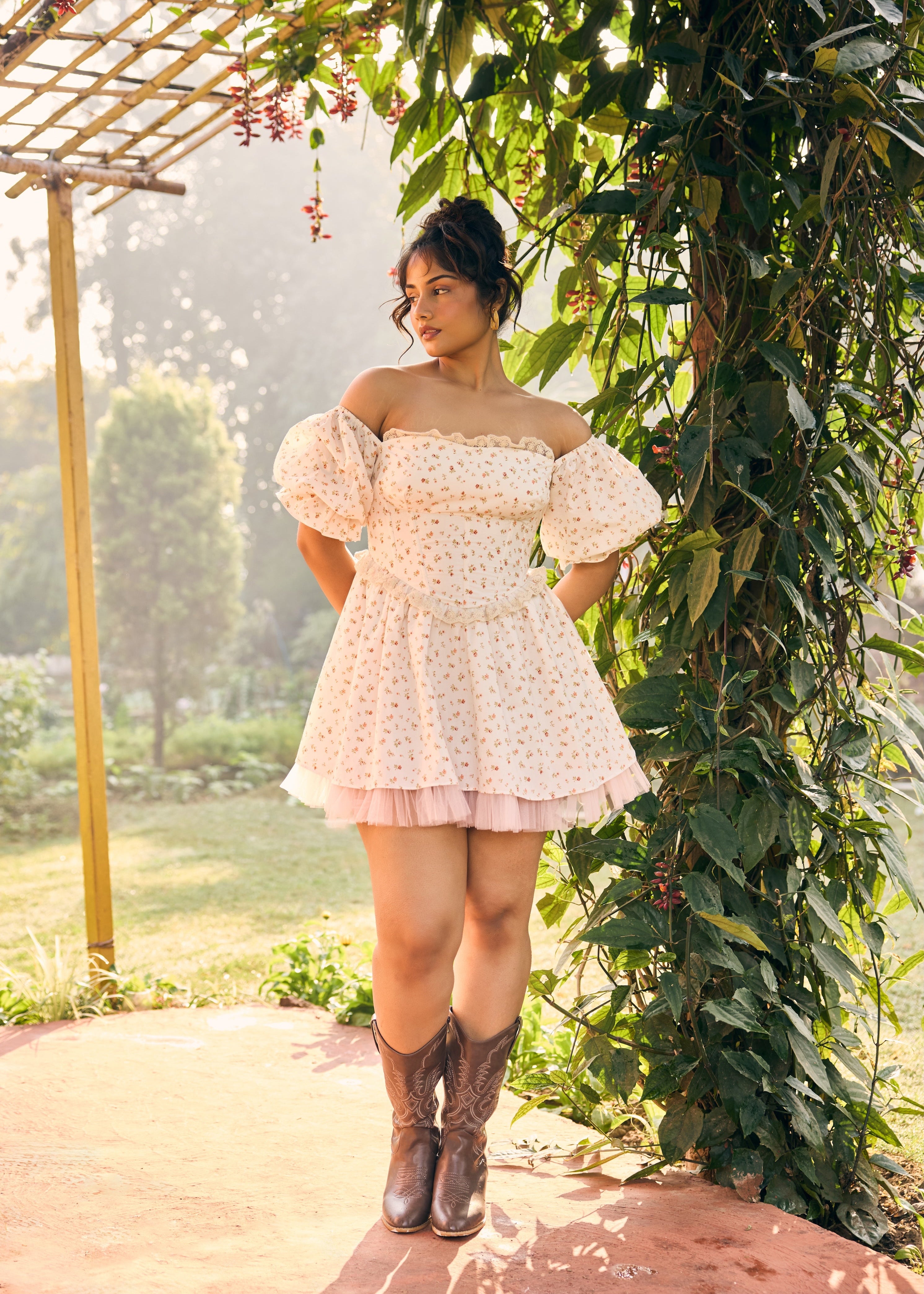 Morgan White Floral Corset Mini Dress