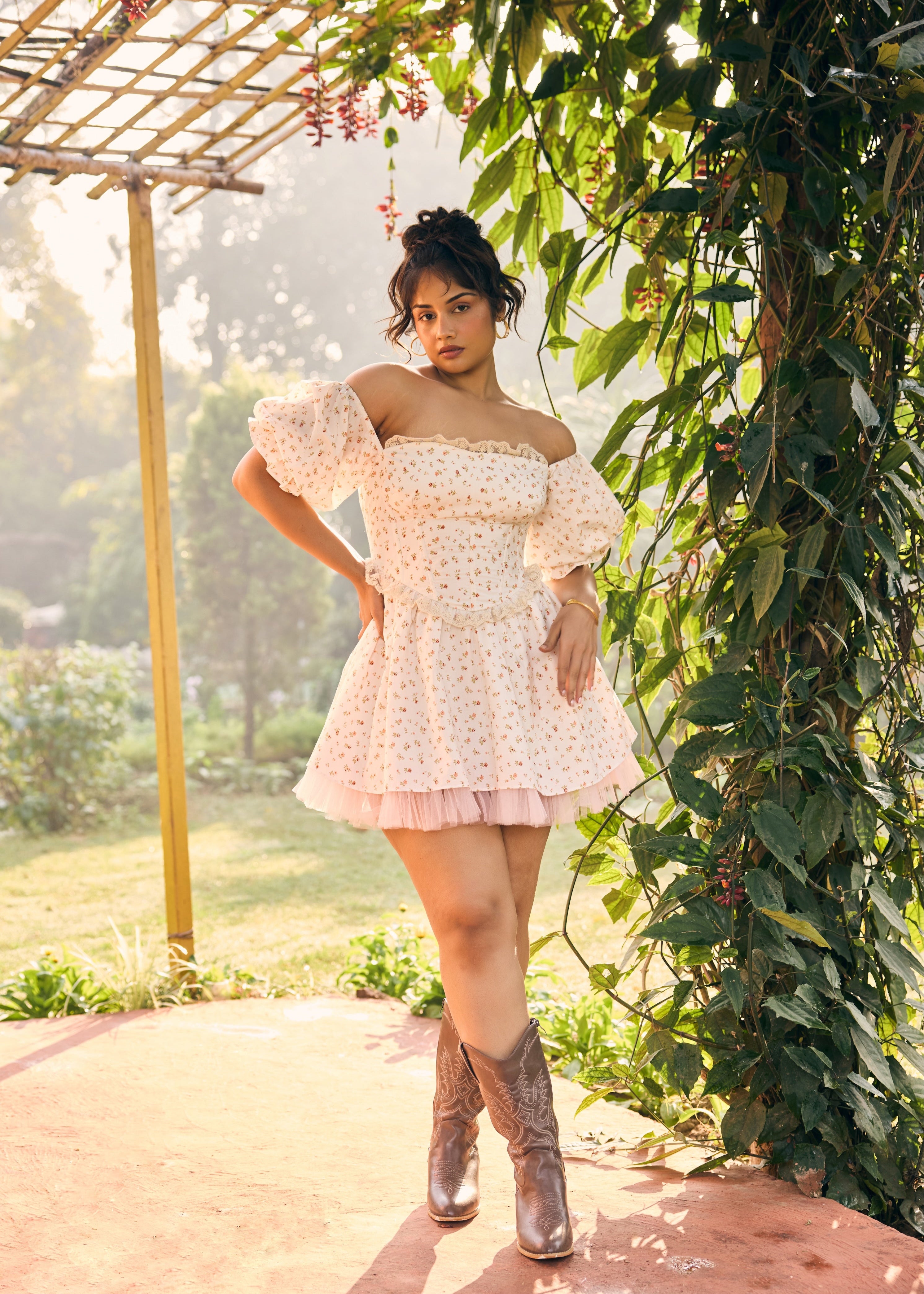 Morgan White Floral Corset Mini Dress