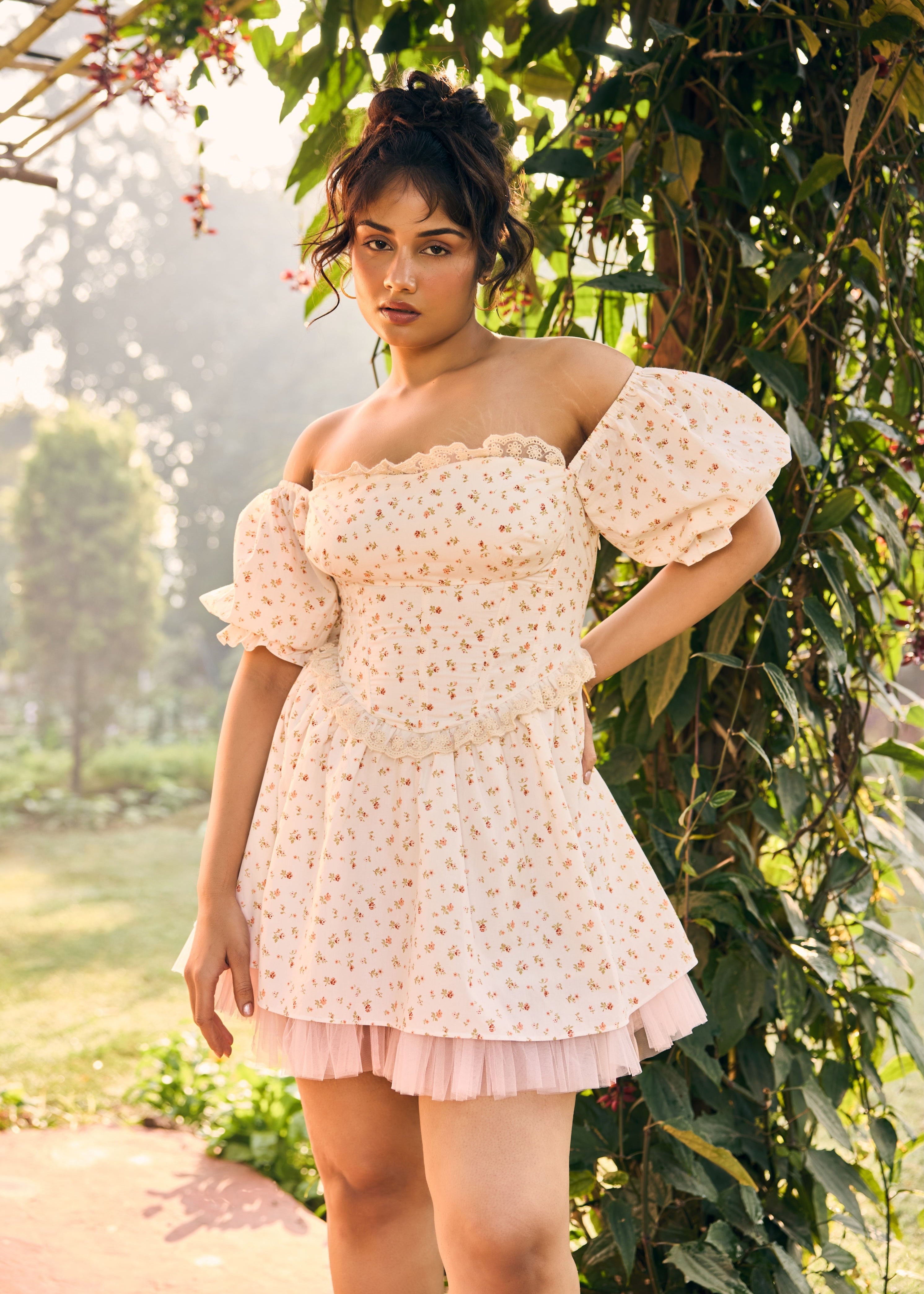 Morgan White Floral Corset Mini Dress