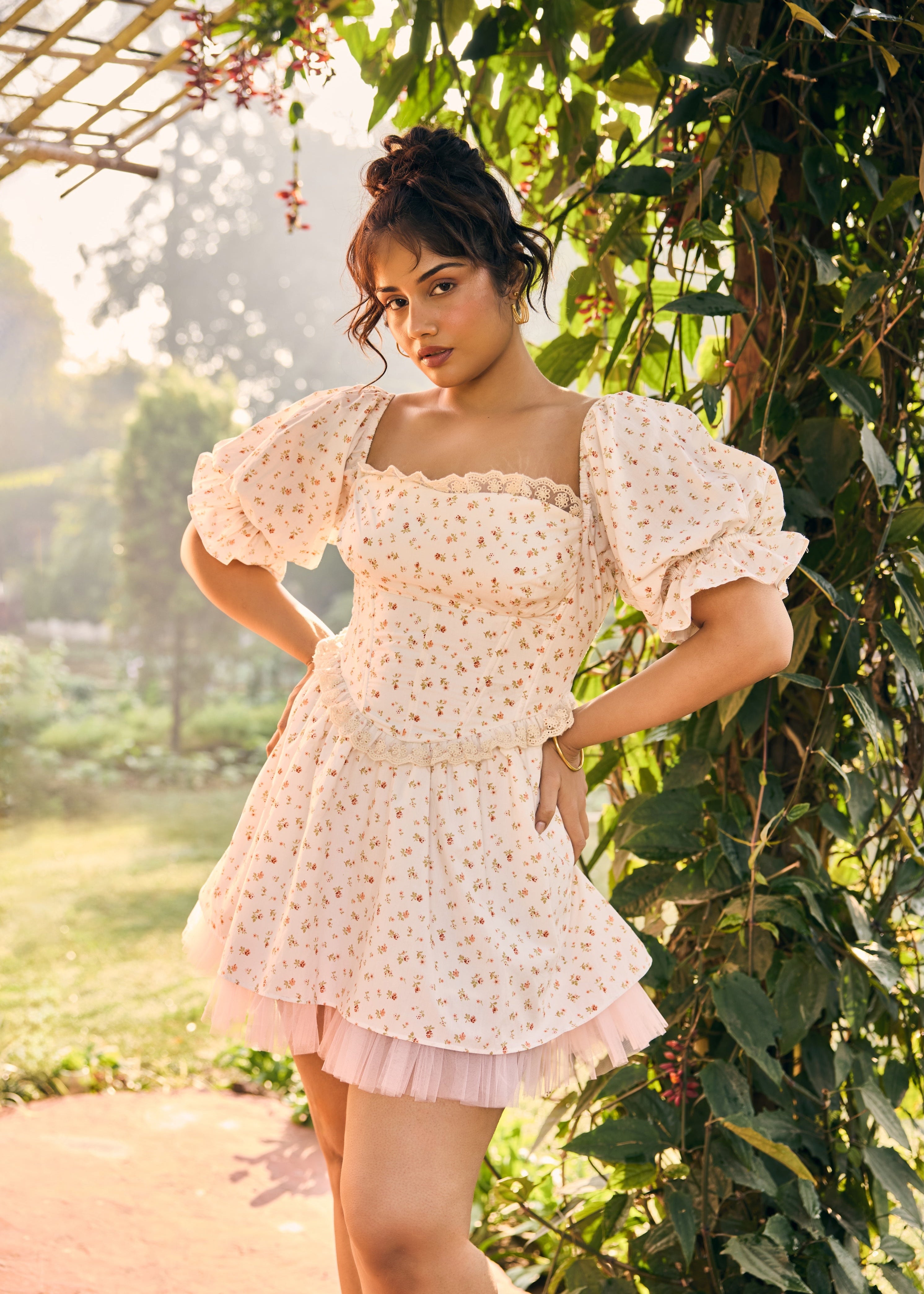 Morgan White Floral Corset Mini Dress