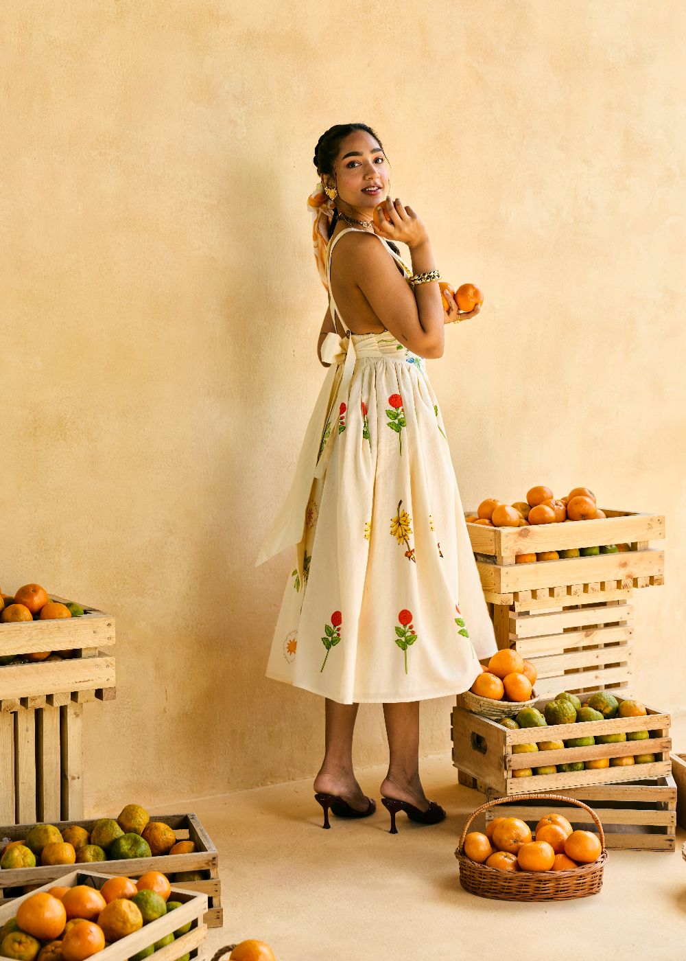 Gulmohar Fauna Embroidered Midi Dress