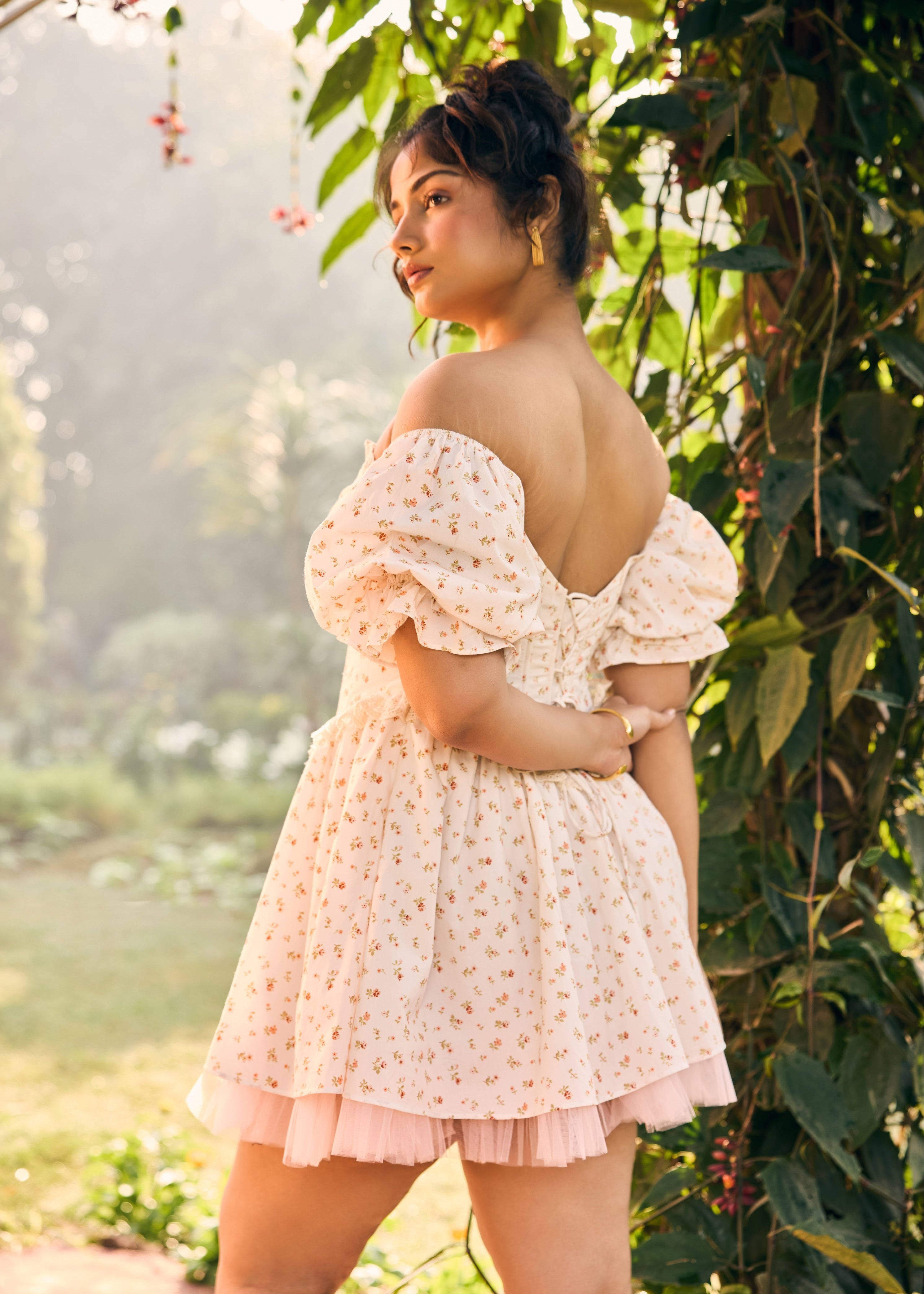 Morgan White Floral Corset Mini Dress