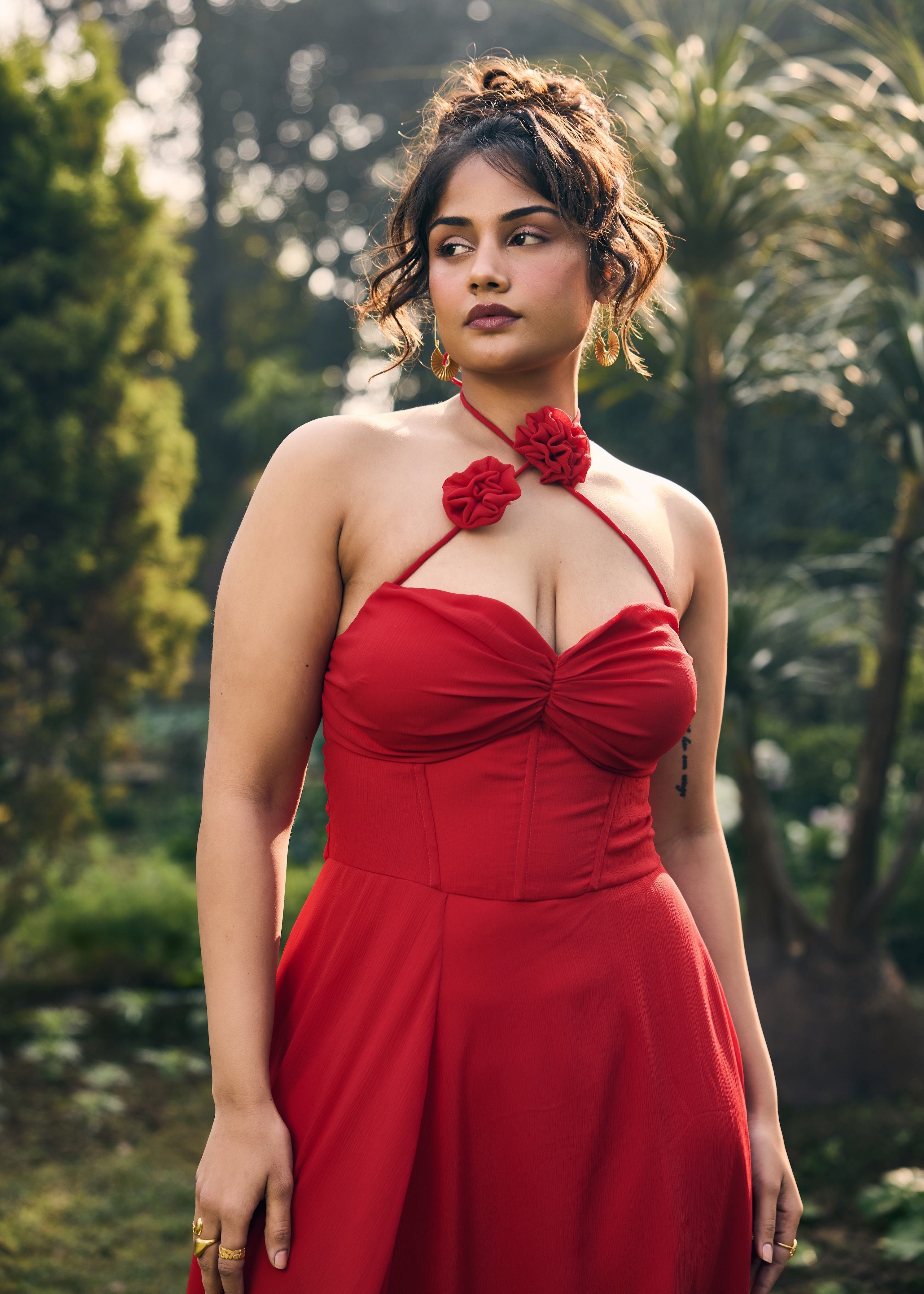 Ingrid Red A-Line Midaxi Dress