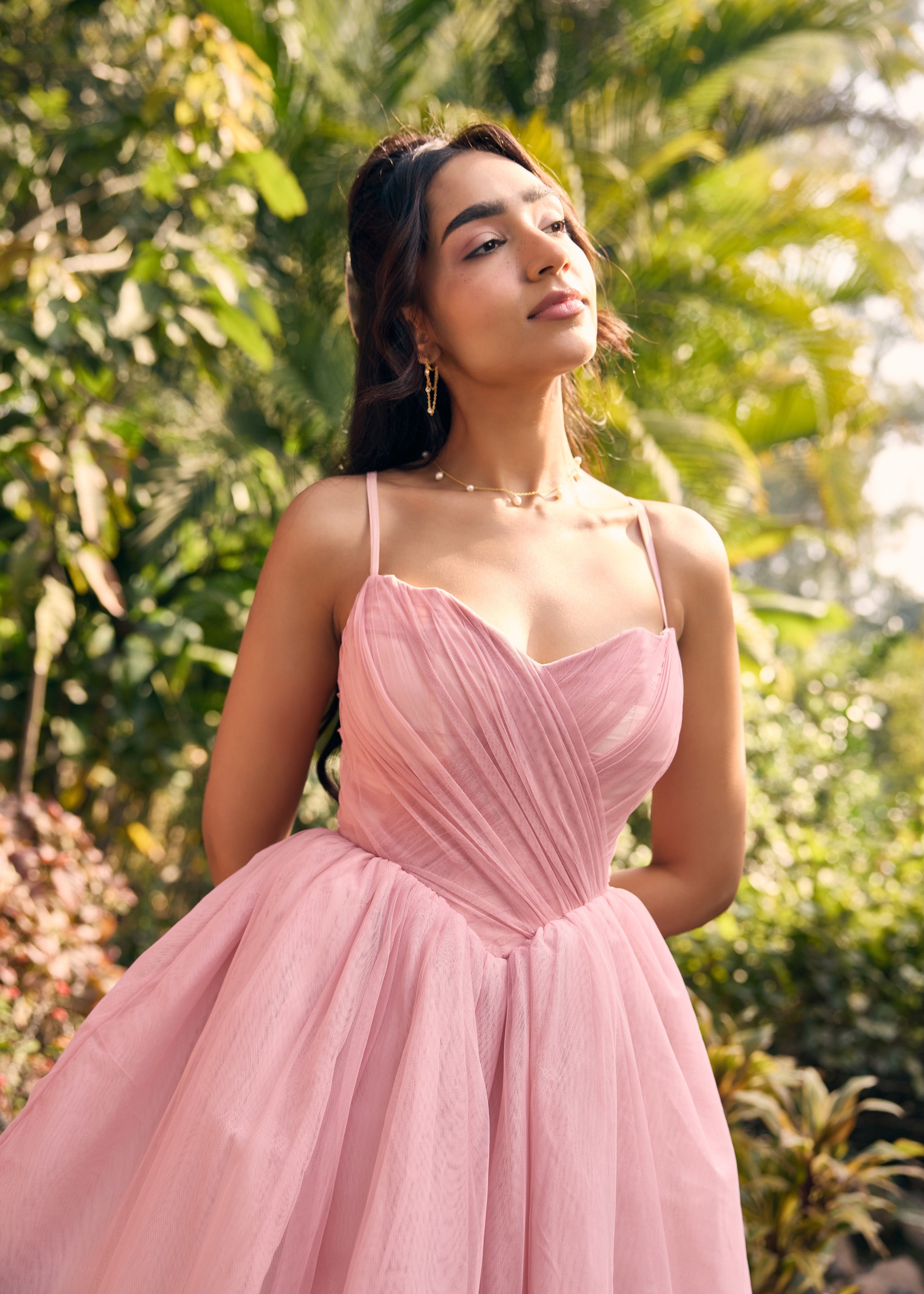 Becca Baby Pink Mesh Mini Dress