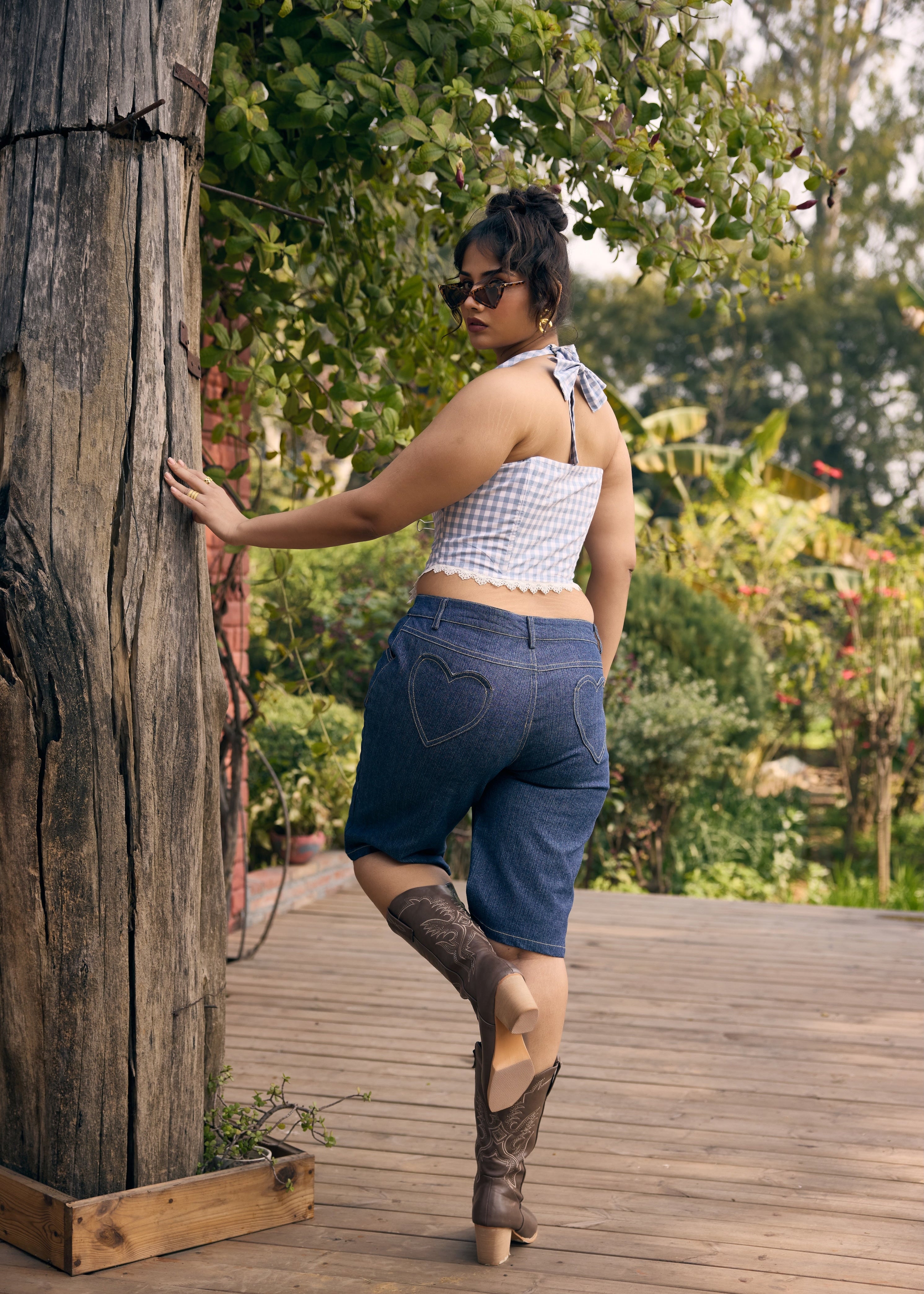 Delia Blue and White Gingham Corset Waistcoat