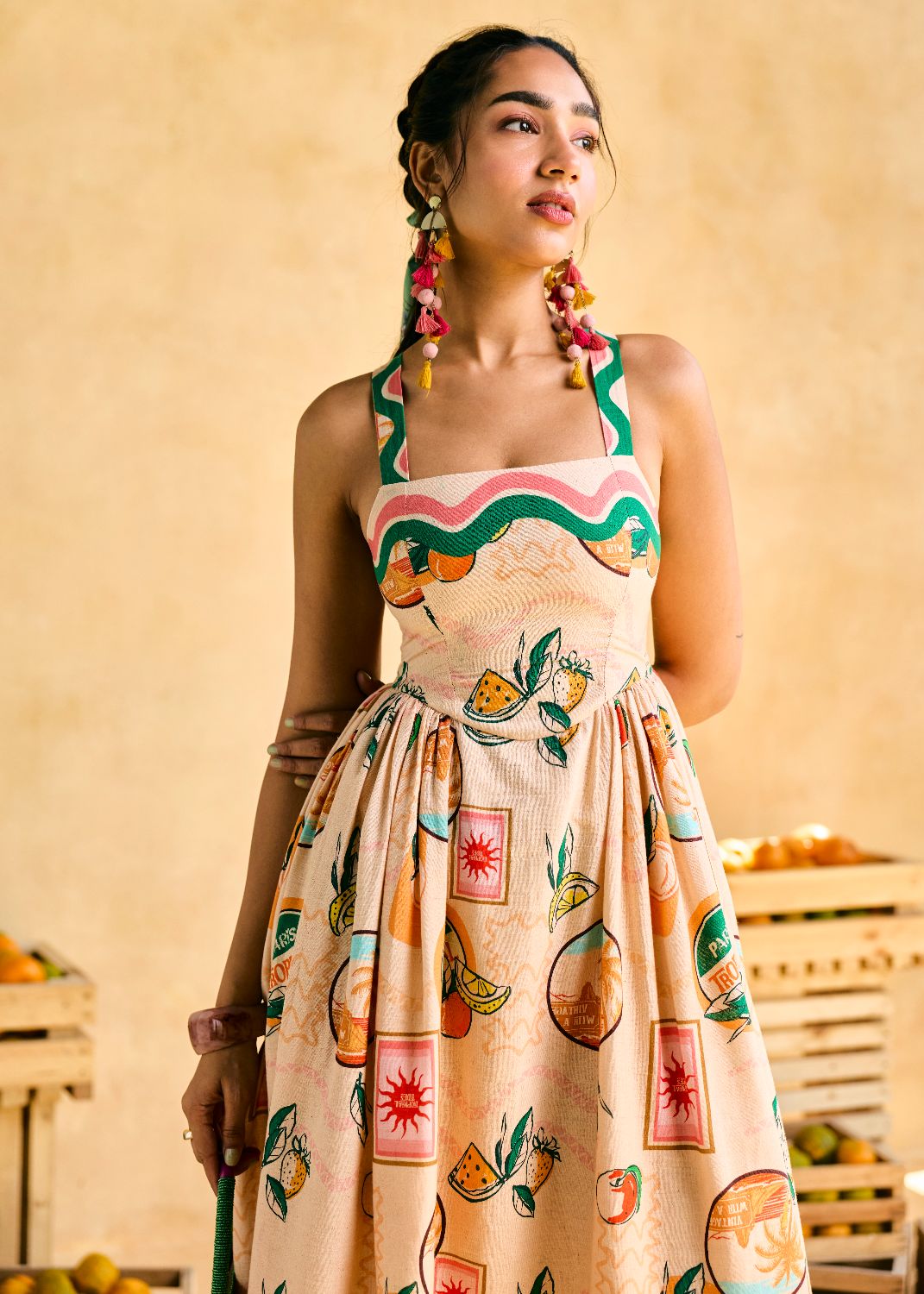 Citrus Orchard Halter Dress