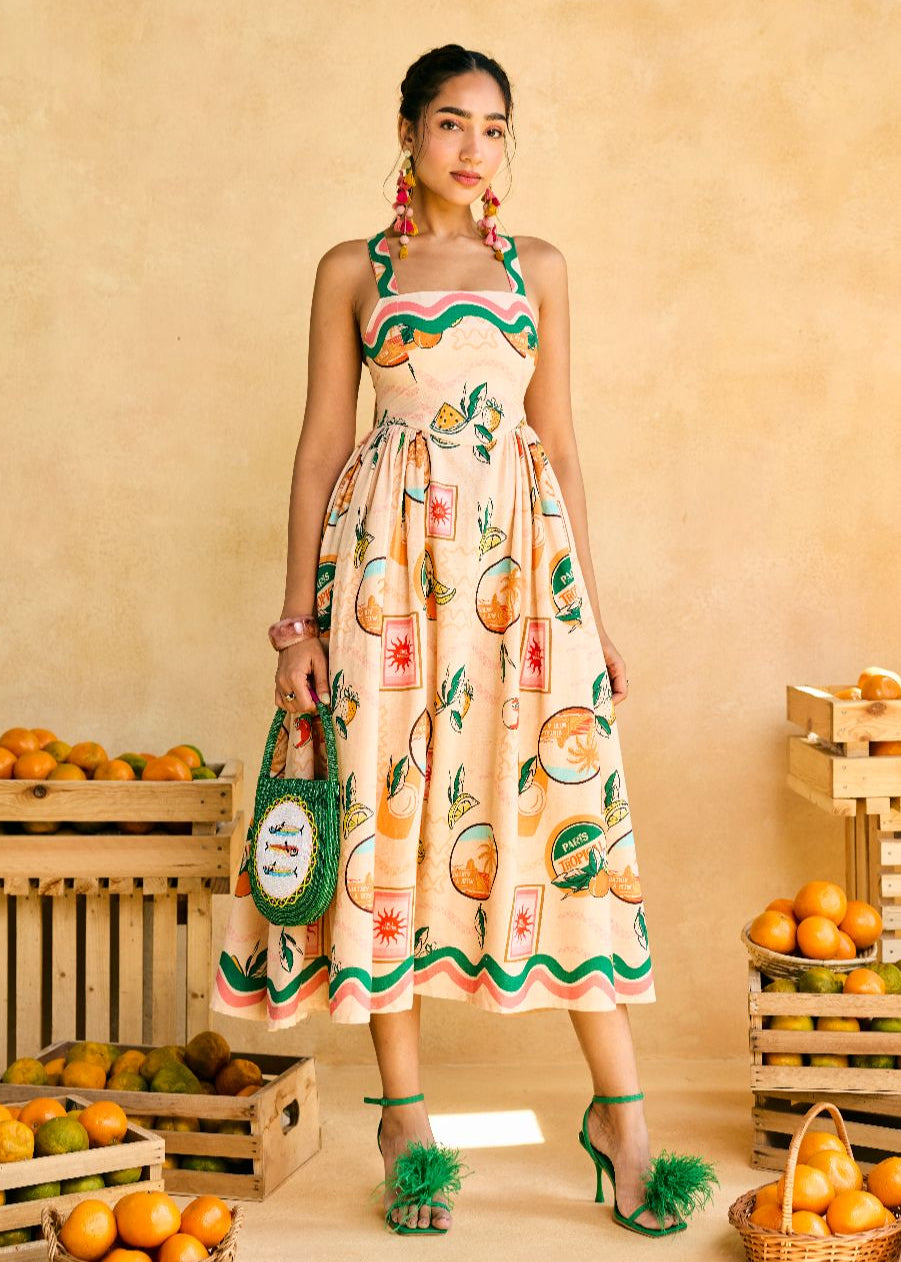 Citrus Orchard Halter Dress