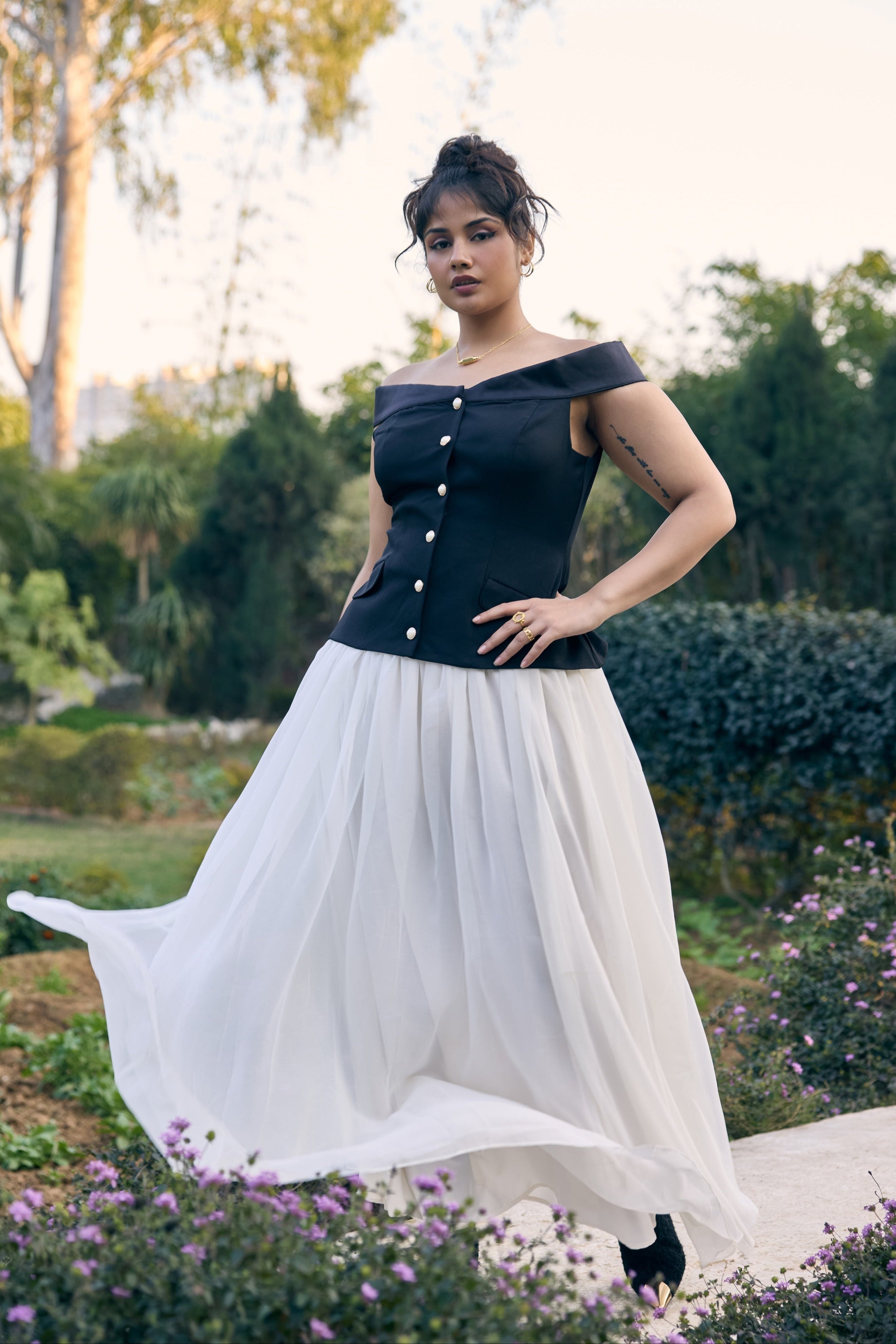 Tyga White Flowy Maxi Skirt