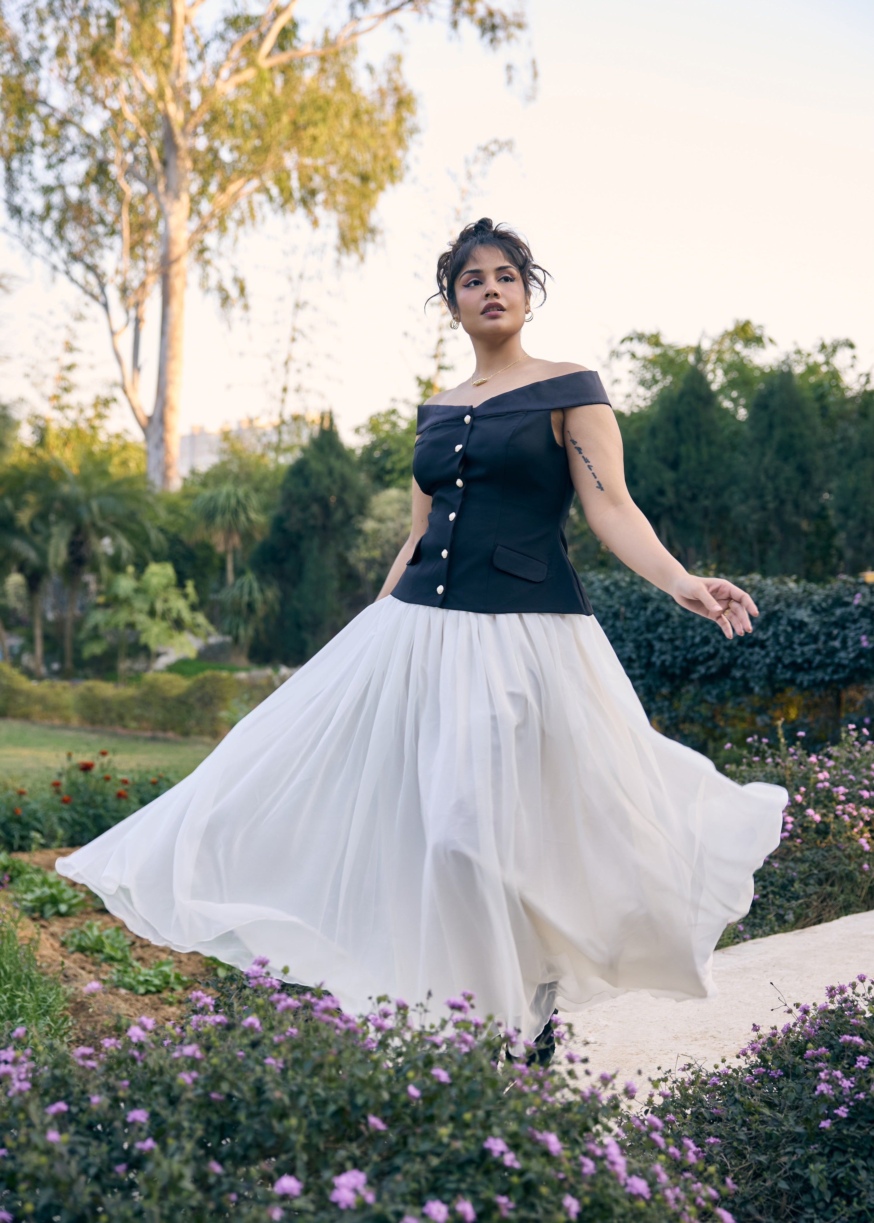 Tyga White Flowy Maxi Skirt