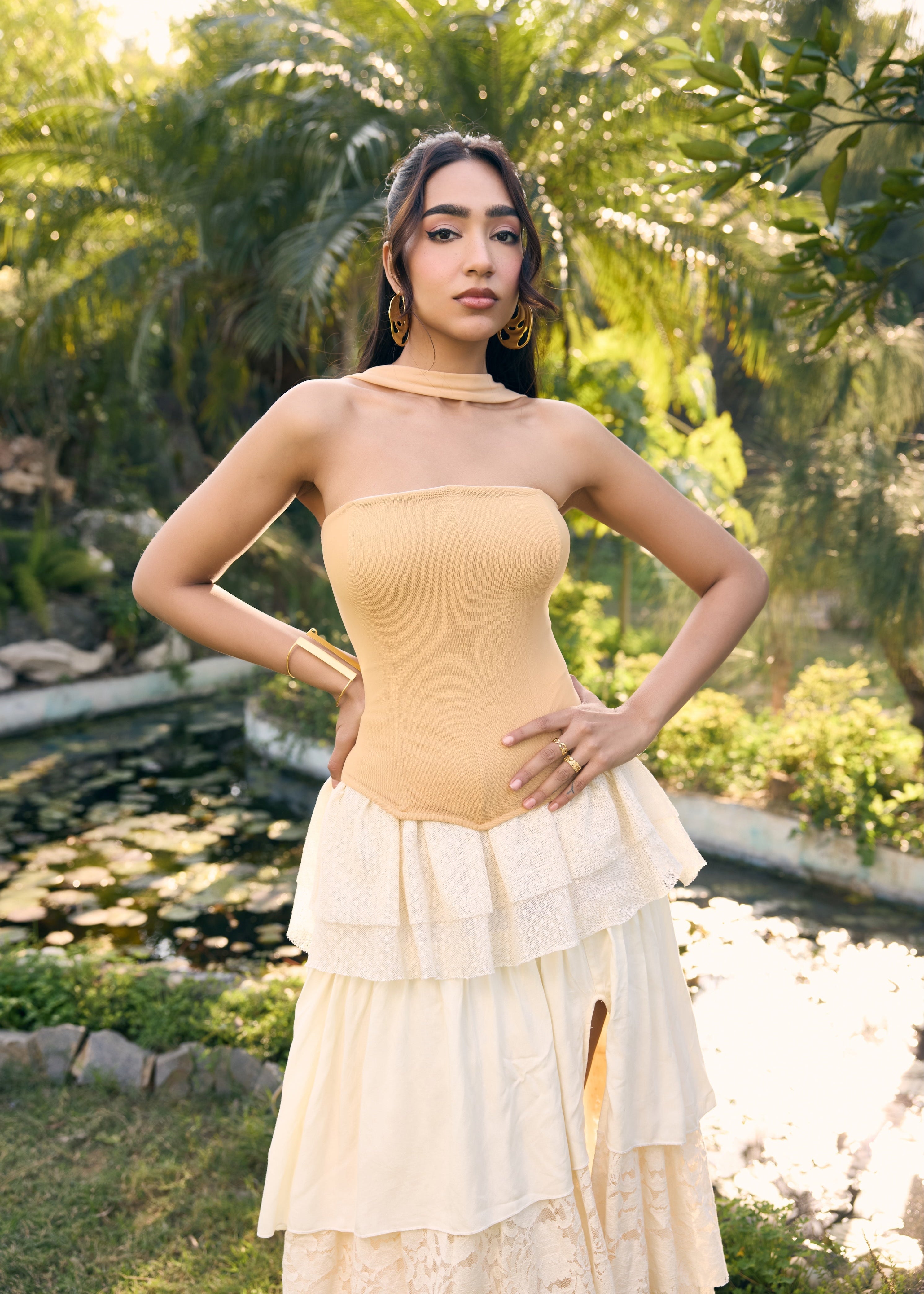 Reda Off White Maxi Skirt with Slit