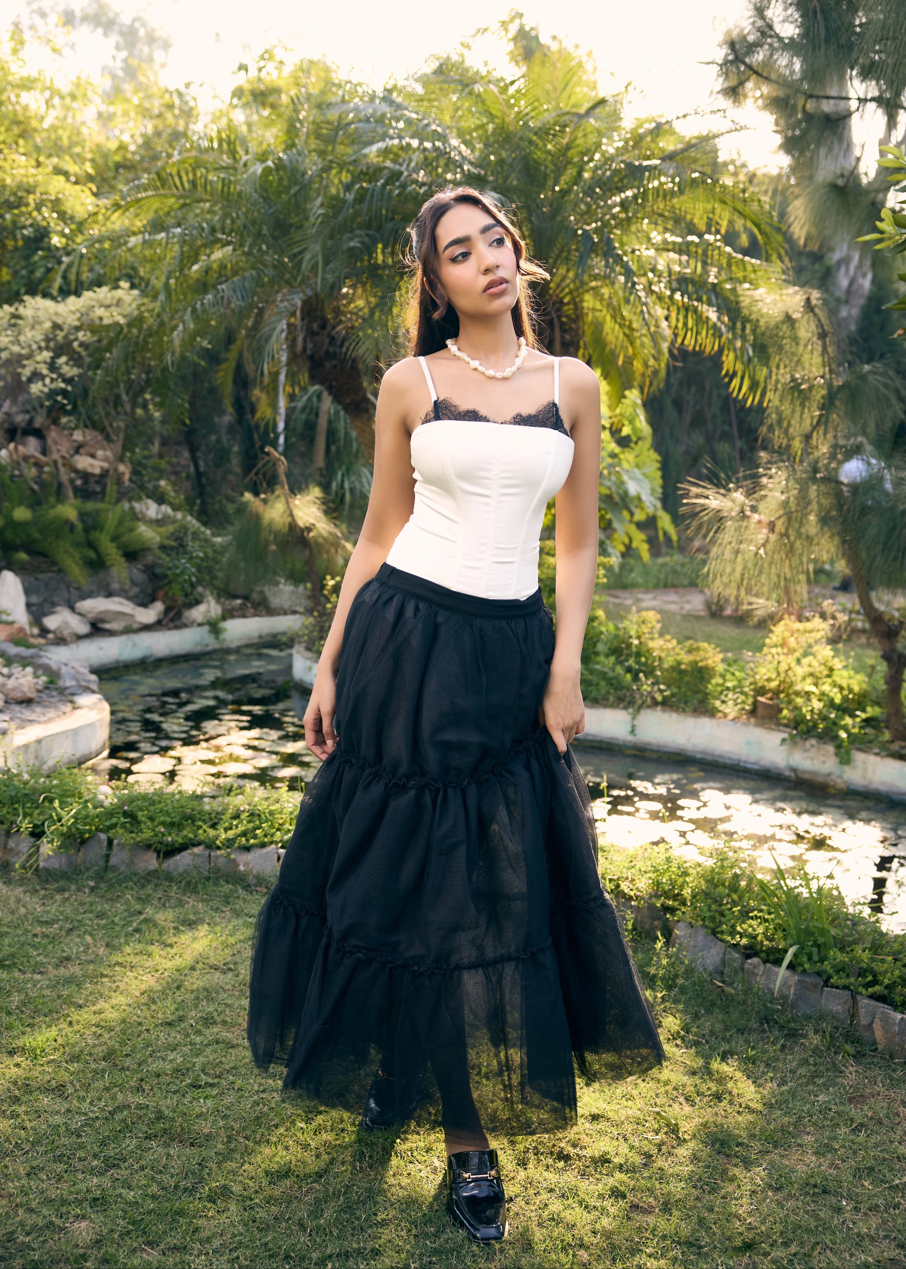 Fredercia White Satin and Lace Corset Bodysuit