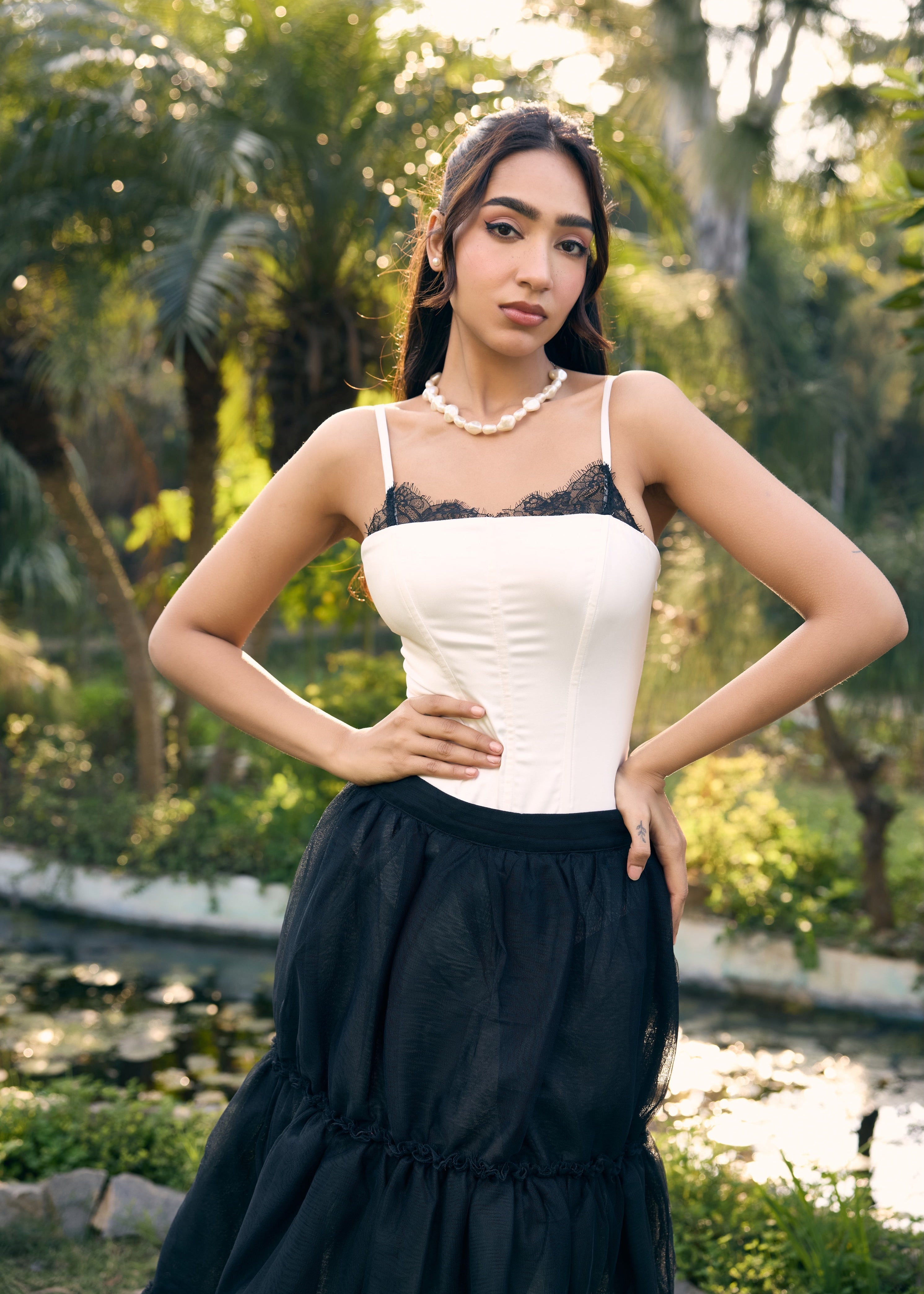 Fredercia White Satin and Lace Corset Bodysuit