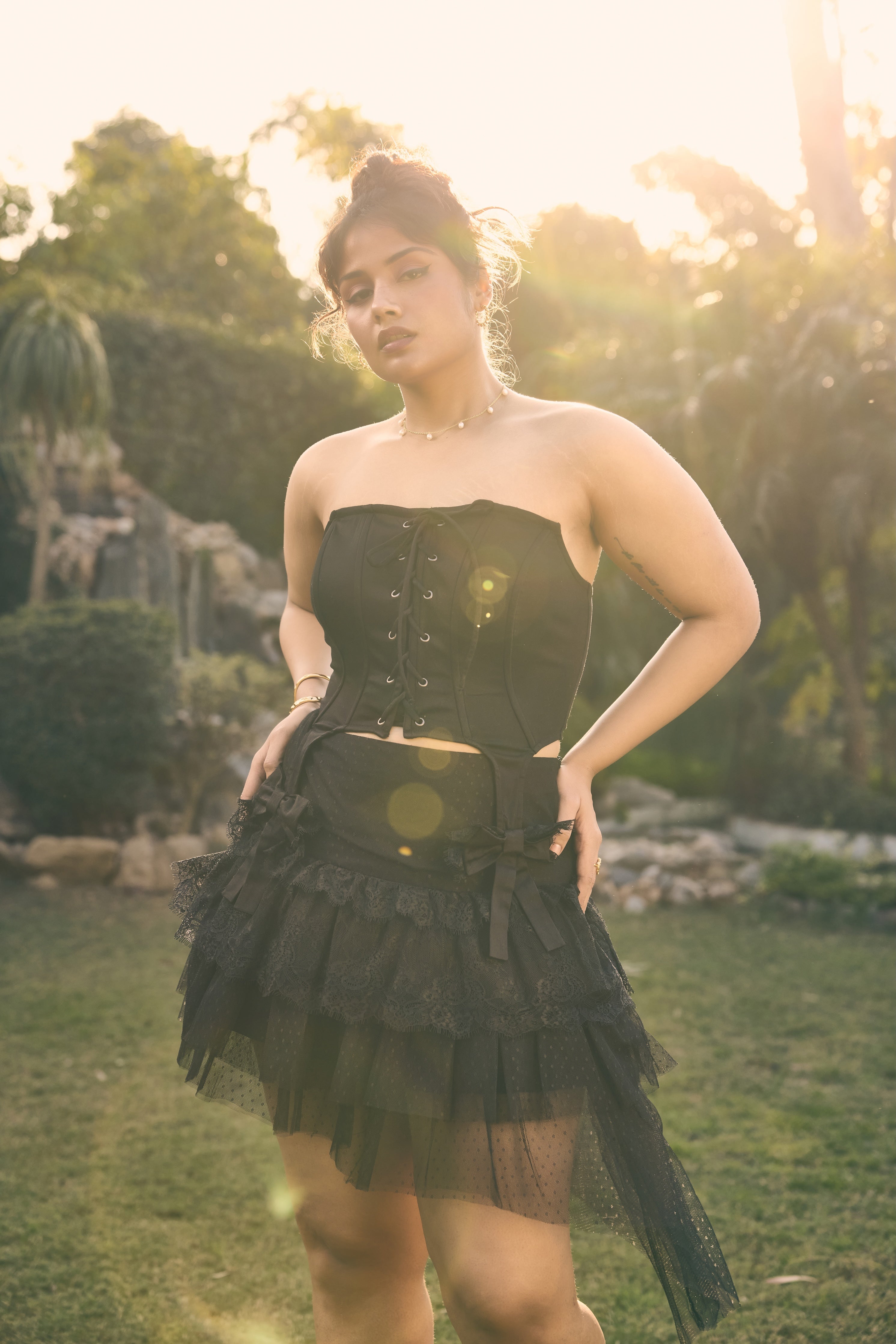 Beverly Black Strapless Corset Top