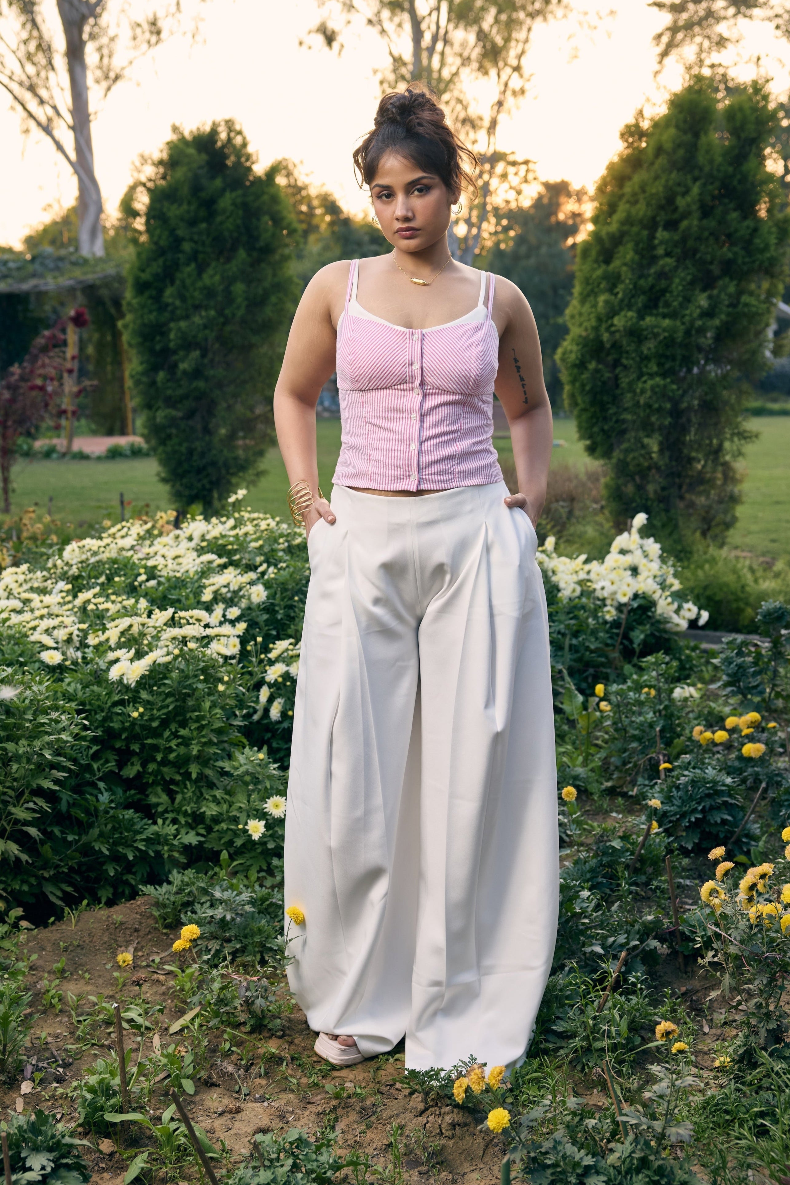 Sandra White Wide Leg Pants
