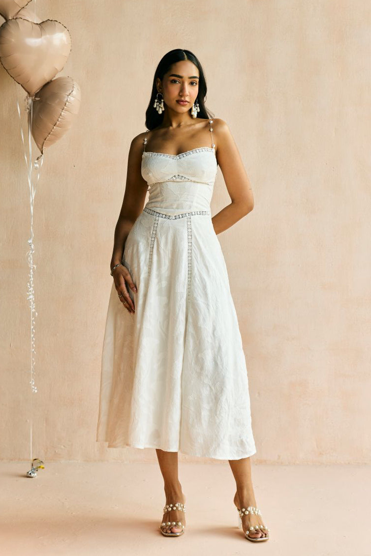 The Élan White Jacquard Lace Dress