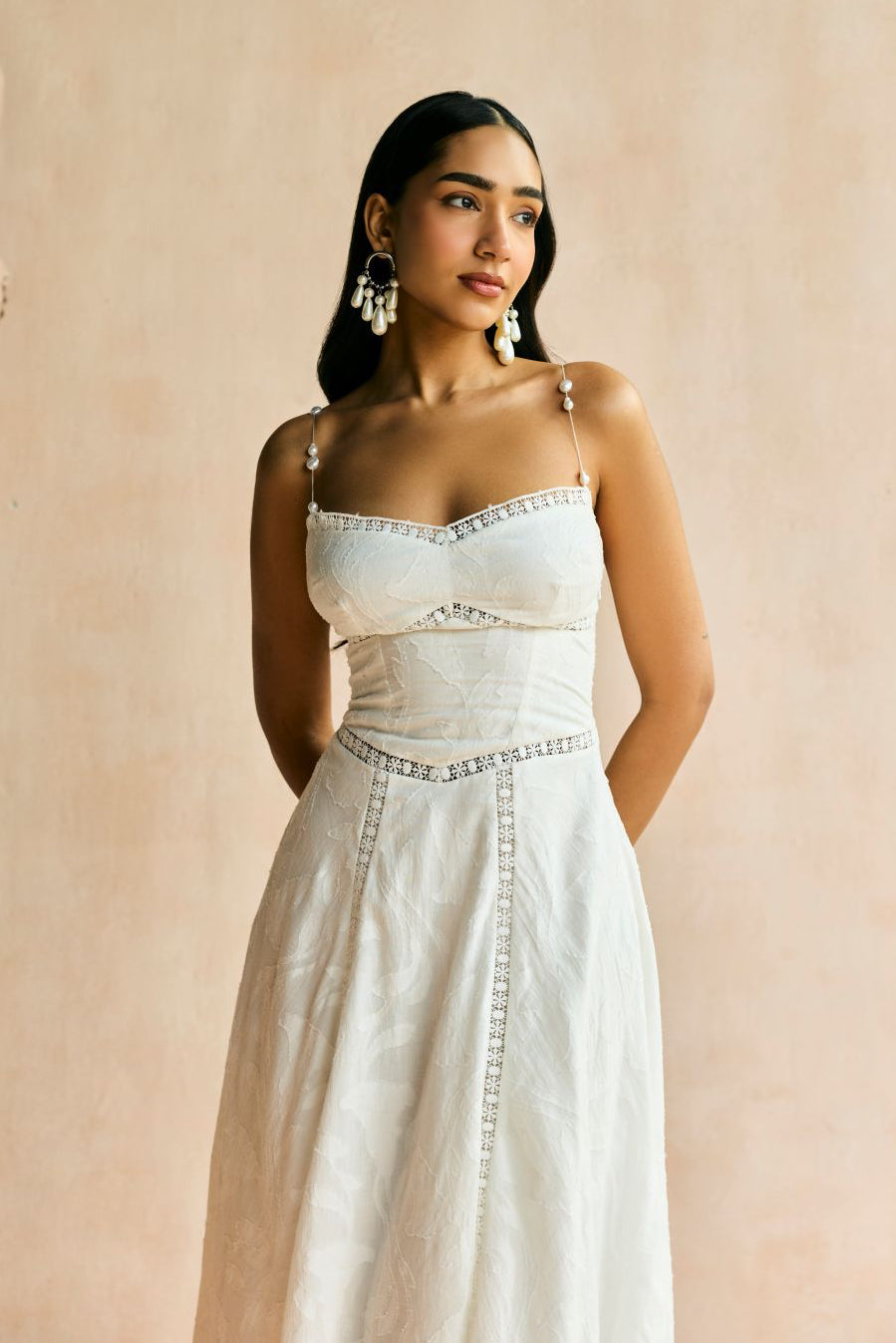 The Élan White Jacquard Lace Dress