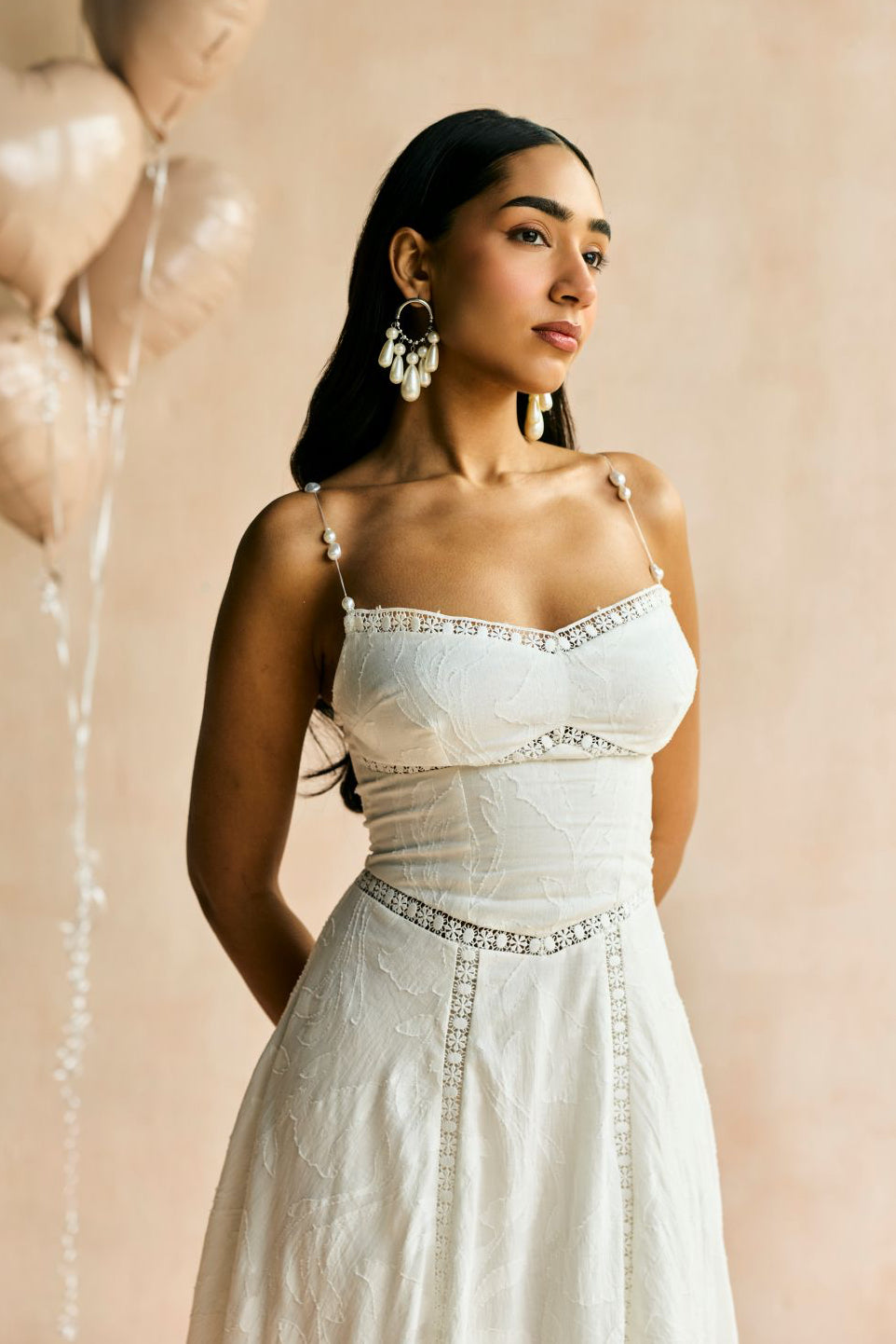 The Élan White Jacquard Lace Dress