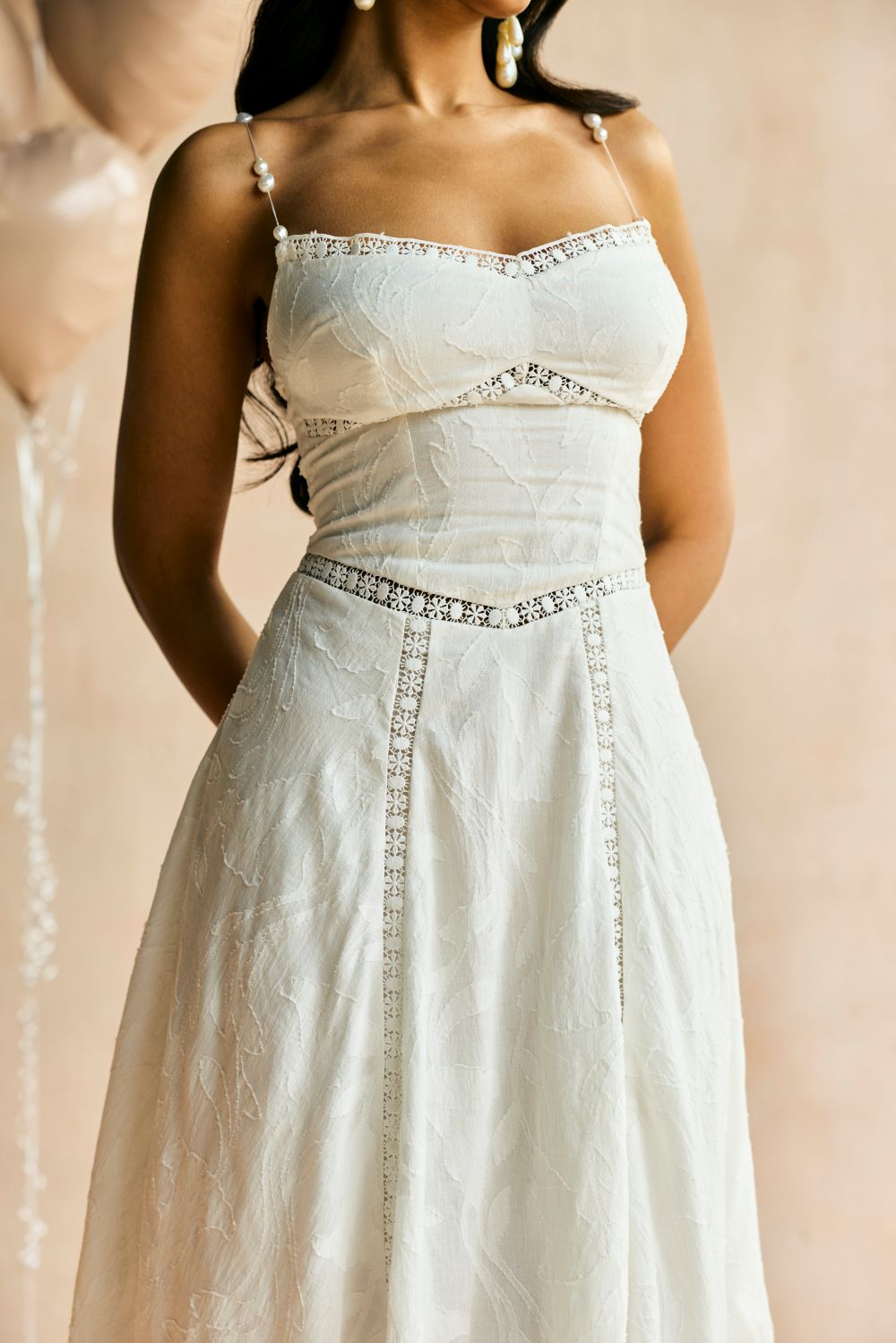 The Élan White Jacquard Lace Dress