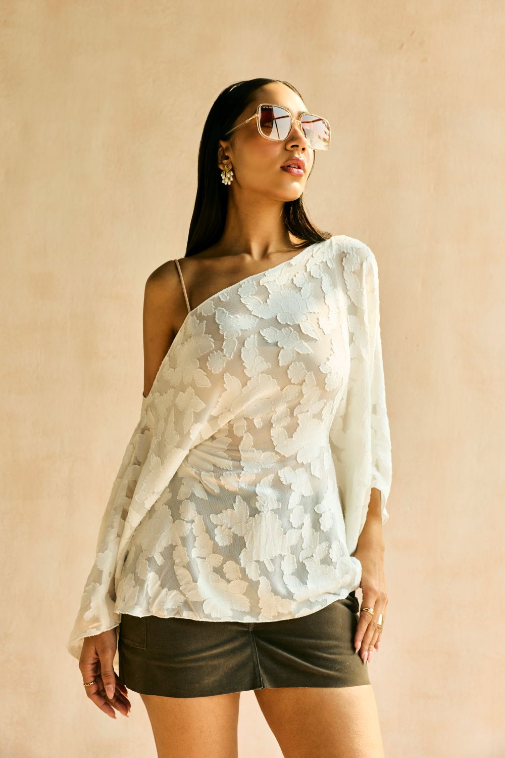 Vireya Textured Tie Cape Top