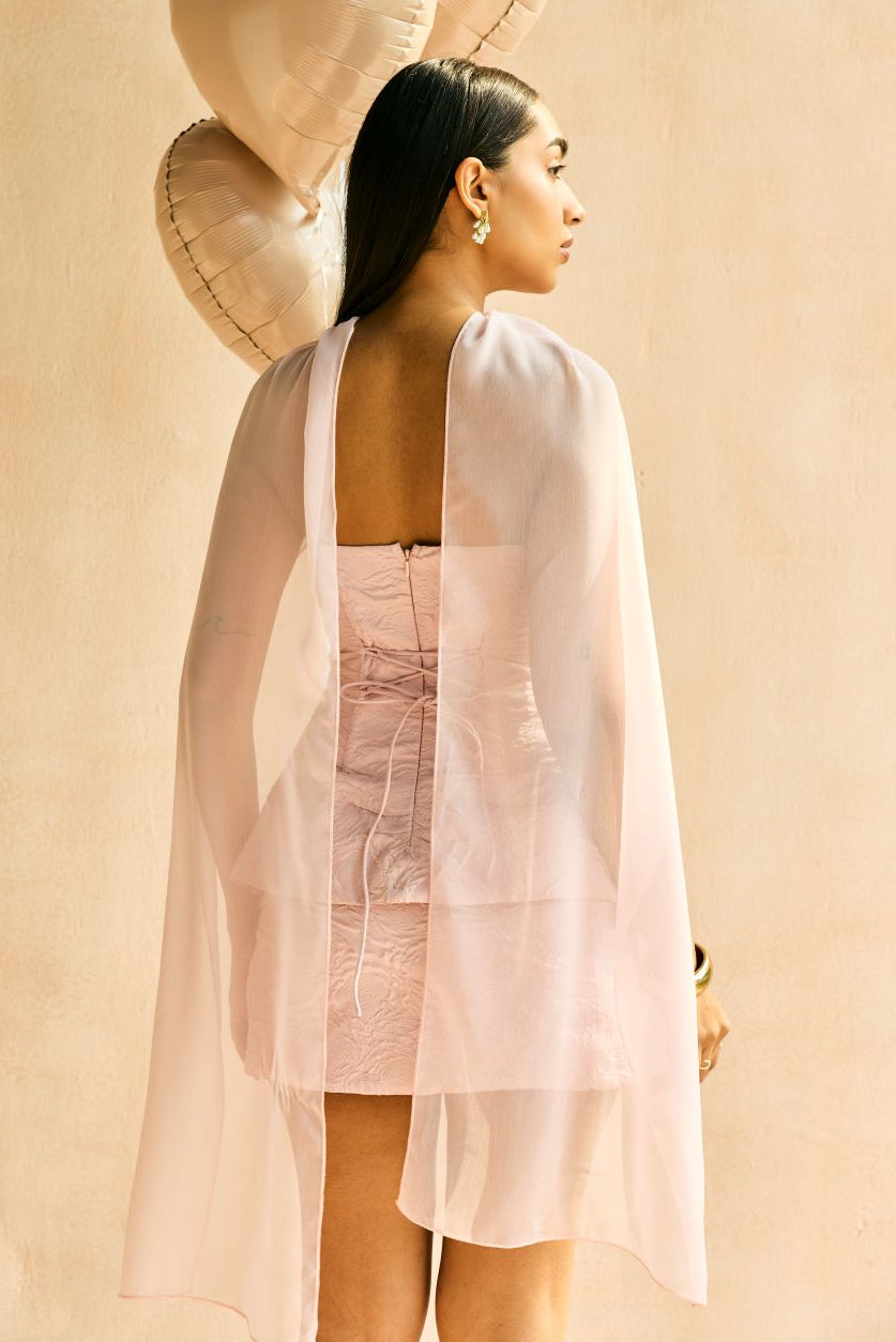 Elowen Blush Embossed Satin Mini Skirt