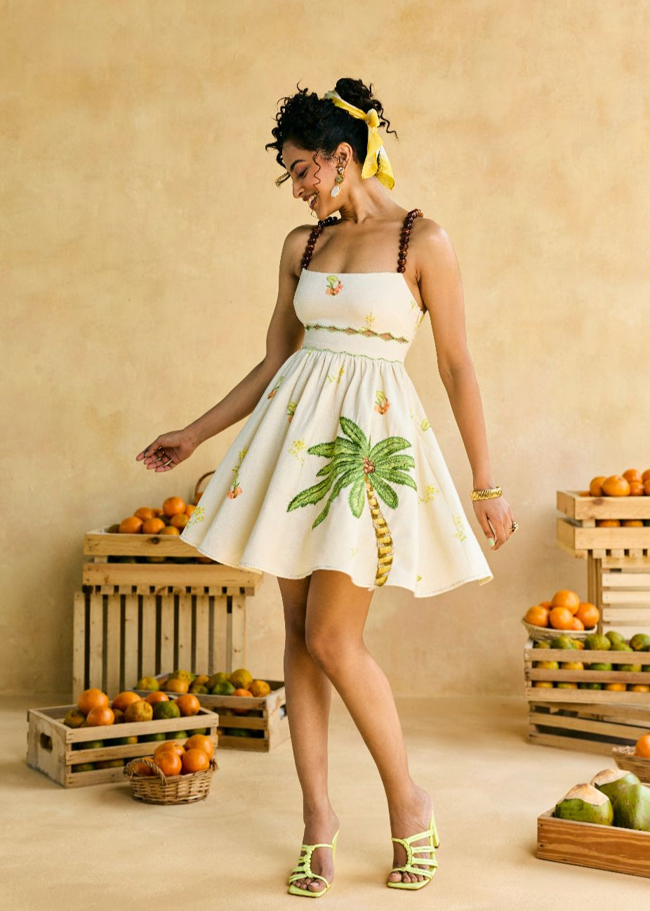 Garden Fairy Embroidered Beaded Mini Dress