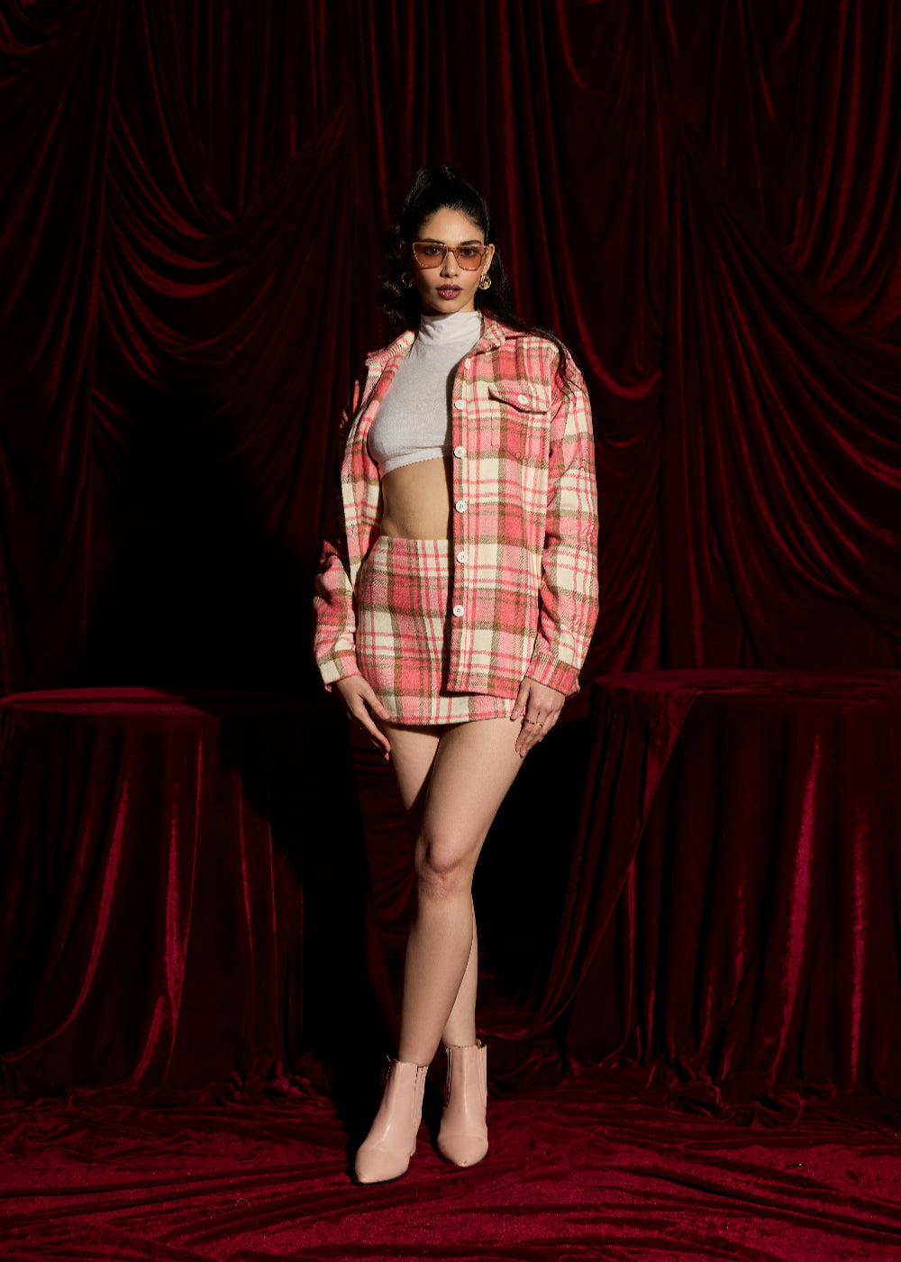 Sugarplum Pink and White Plaid Jacket