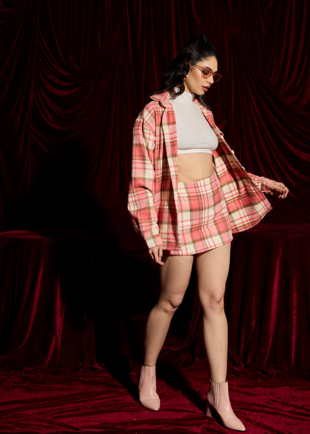 Sugarplum Pink and White Plaid Jacket