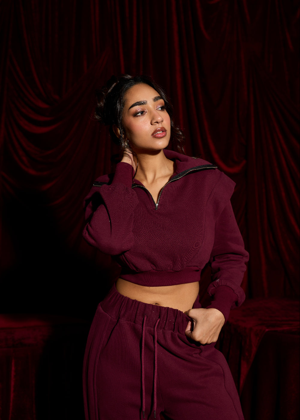 Berrywood Burgundy Wide-Leg Lounge Sweatpants