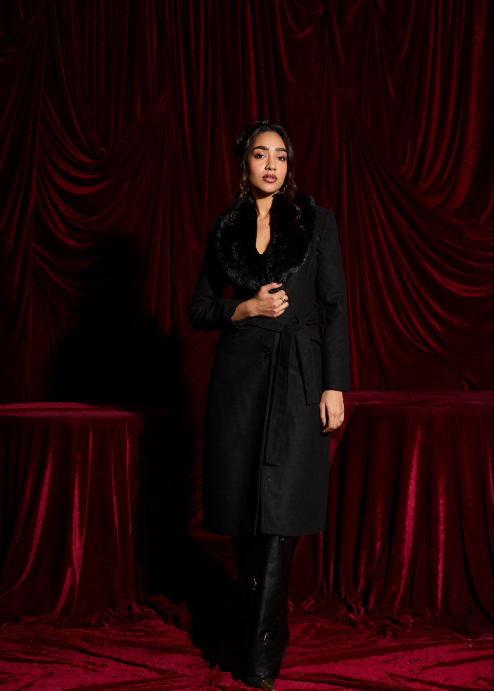 Esther Black Wool-Blend Multi-Way Luxe Coat