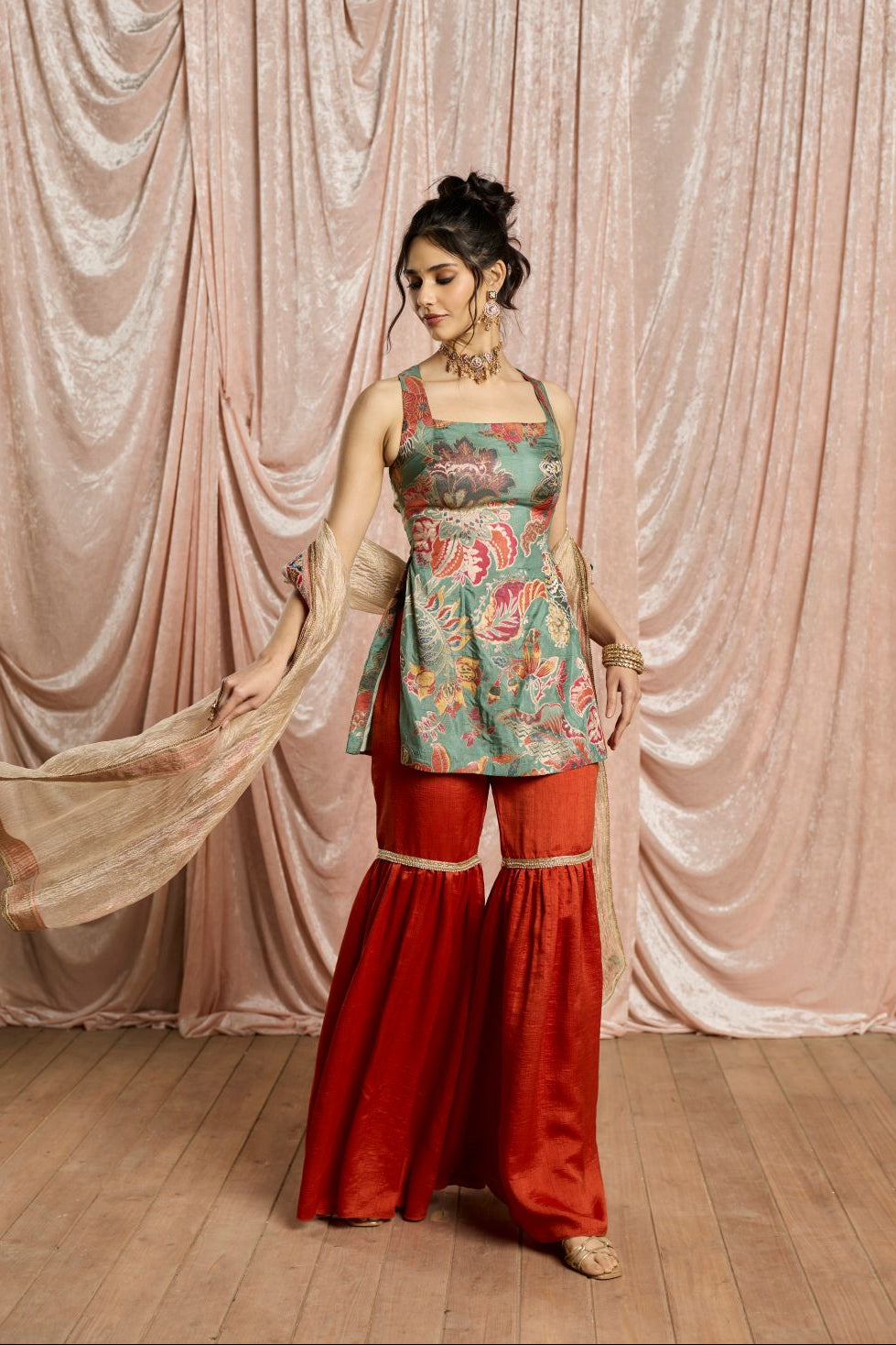 Rangriti Floral Embellished Sharara Set