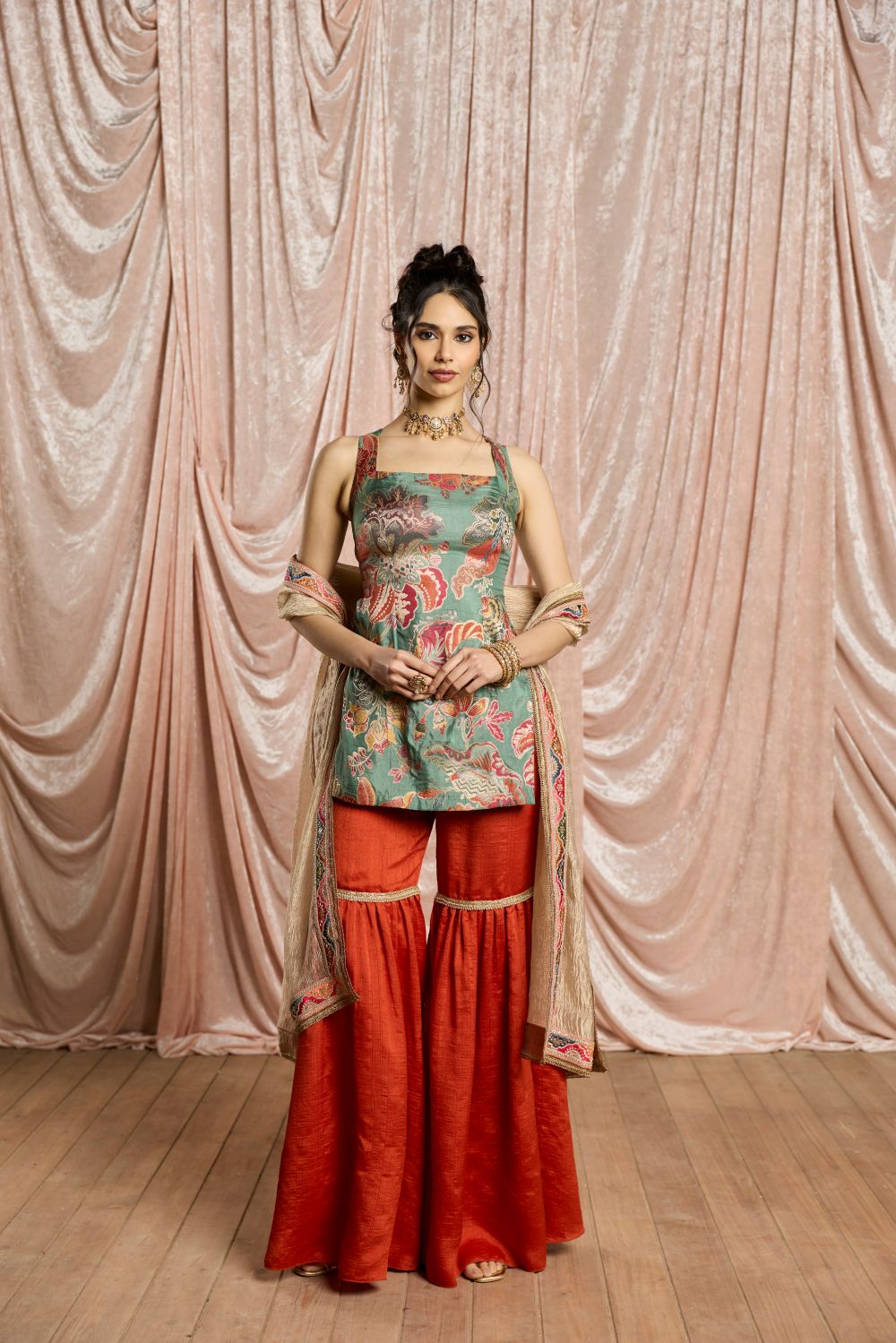Rangriti Floral Embellished Sharara Set