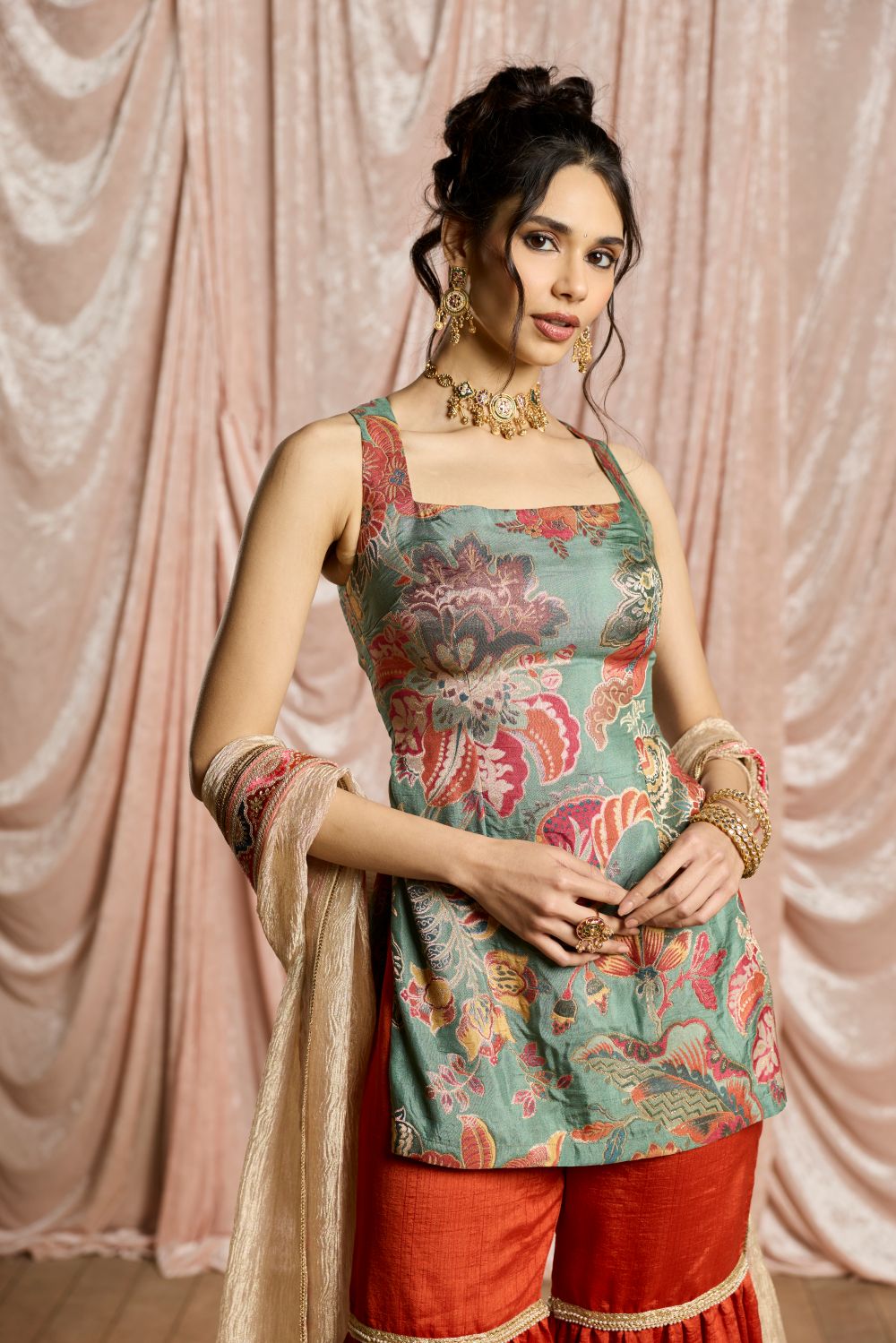 Rangriti Floral Embellished Sharara Set