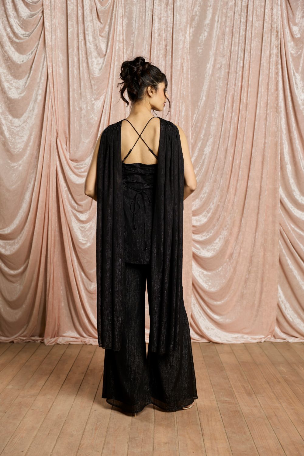 Siyah Noor Black Mirror-Work Sharara Set