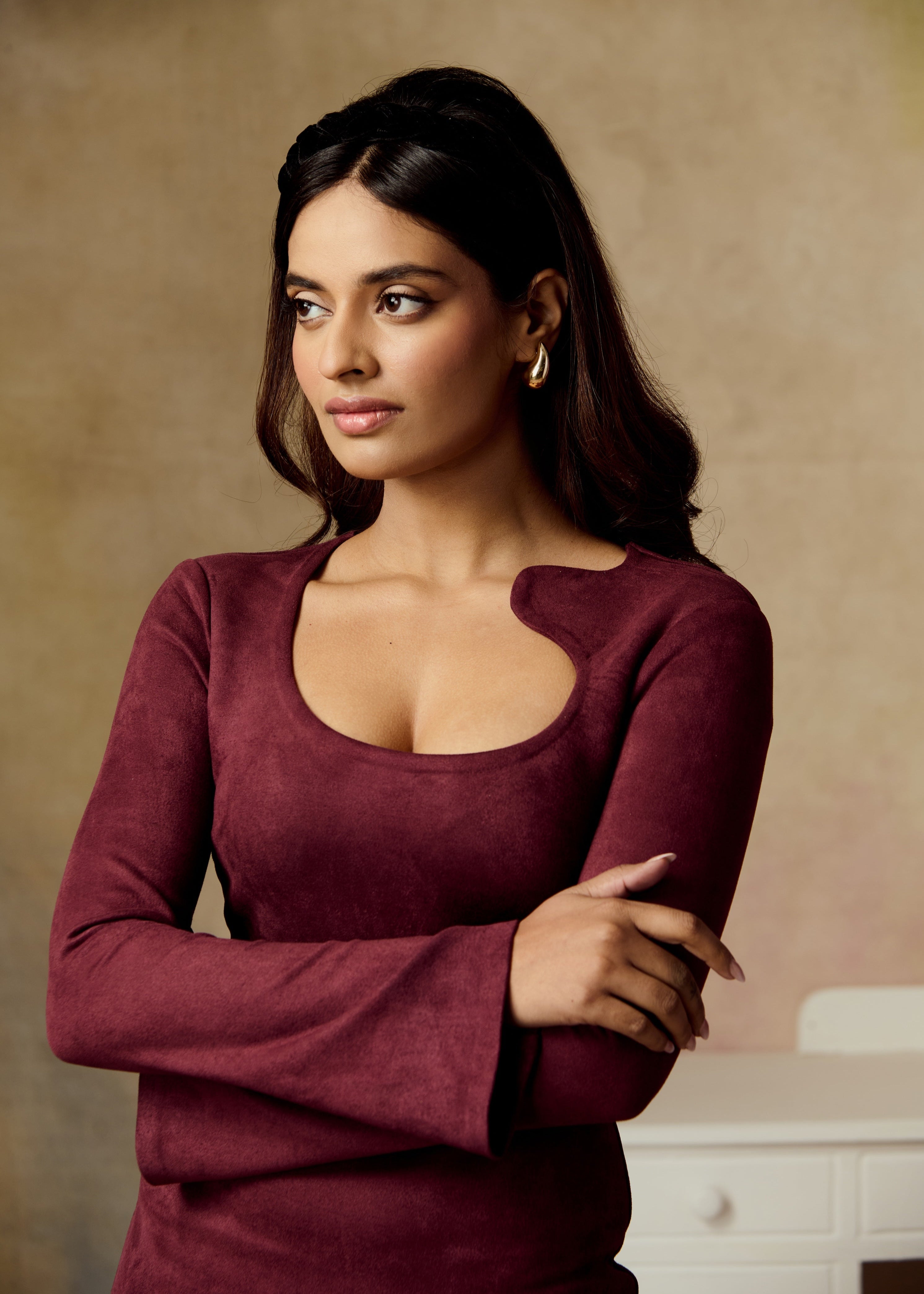 Eclipse Burgundy Suede Mini Dress