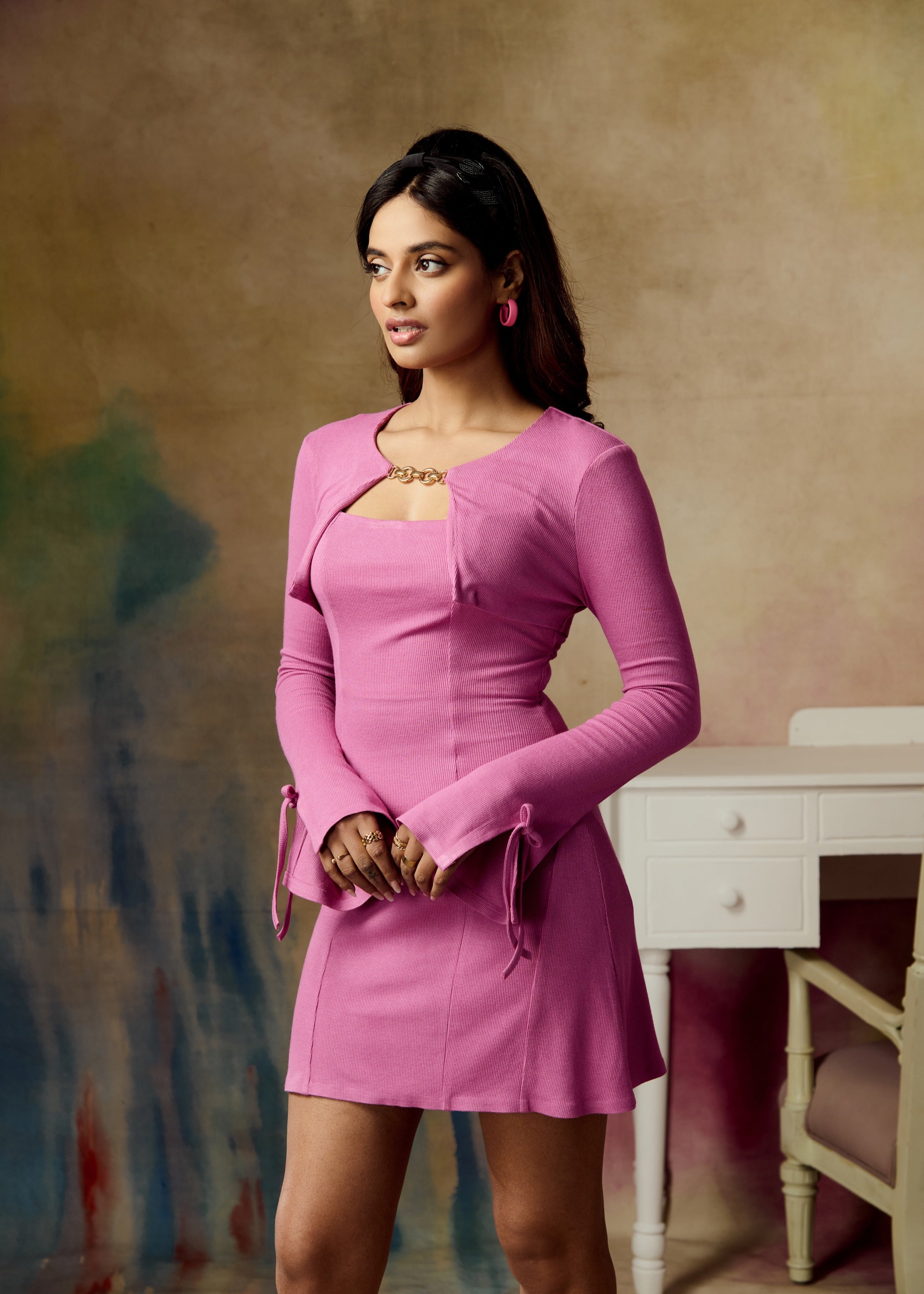 Harriet Pink Modal A-Line Mini Dress