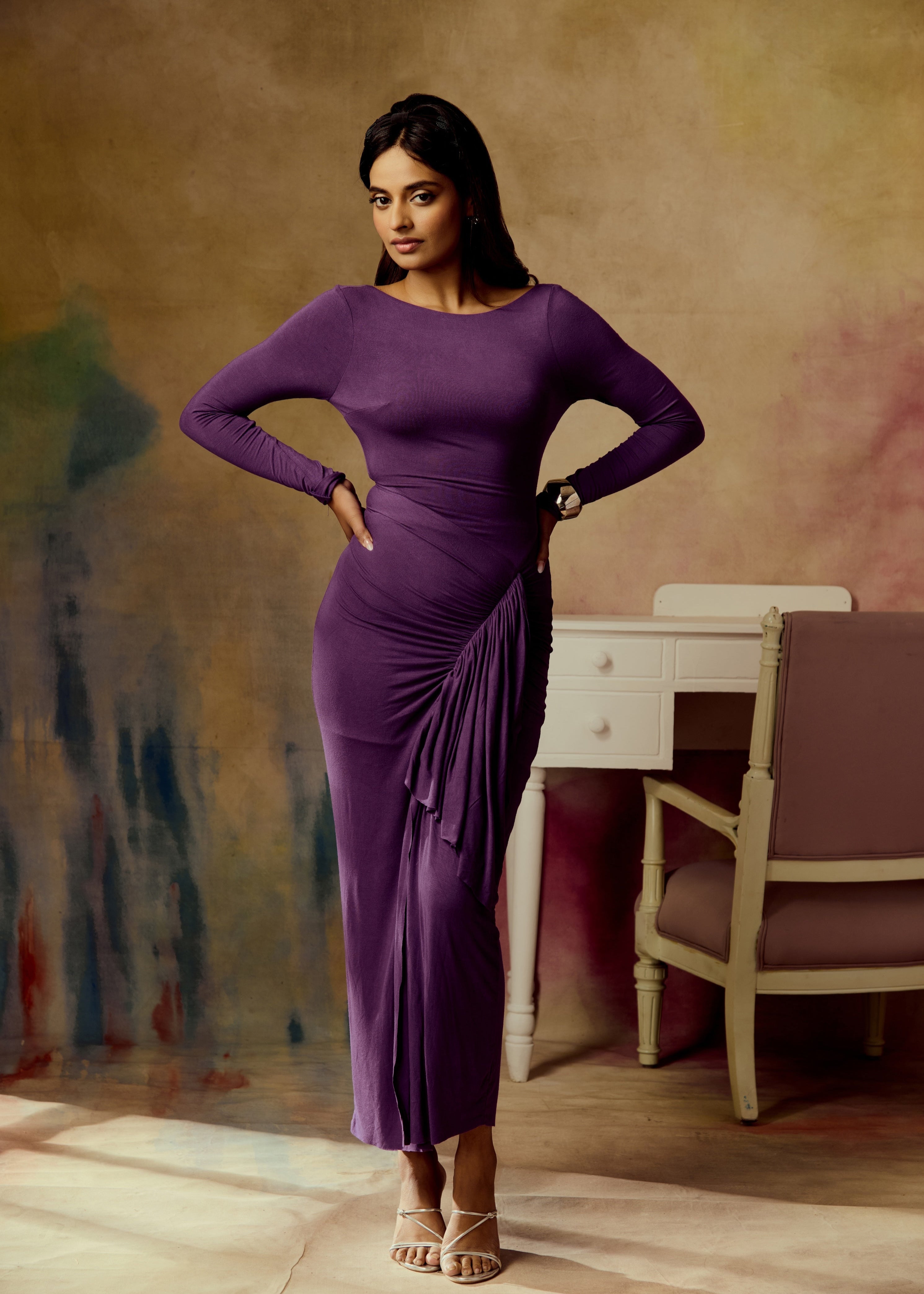 Lyra Purple Bodycon Maxi Dress