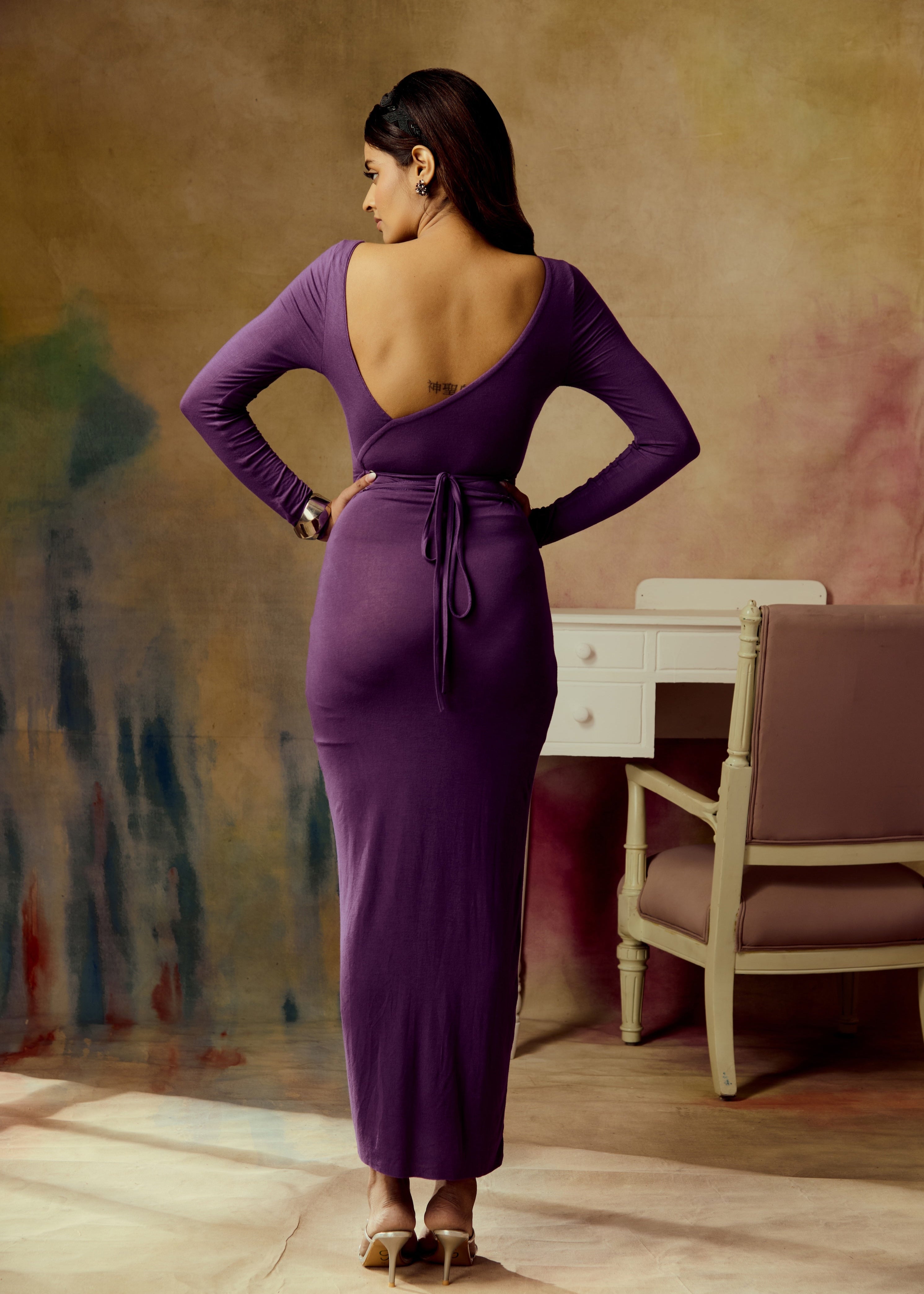 Lyra Purple Bodycon Maxi Dress