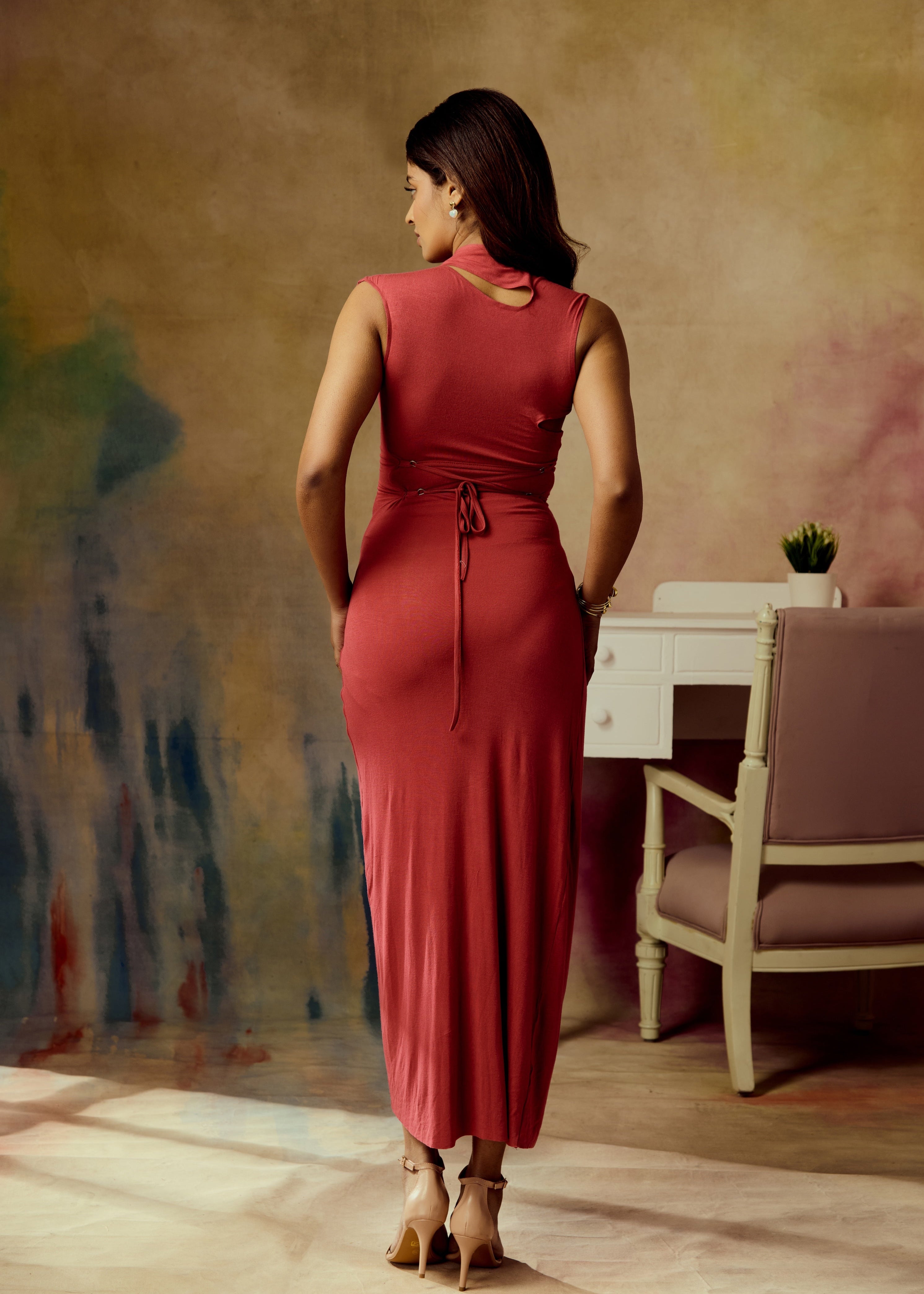 Hermine Red Bodycon Maxi Dress